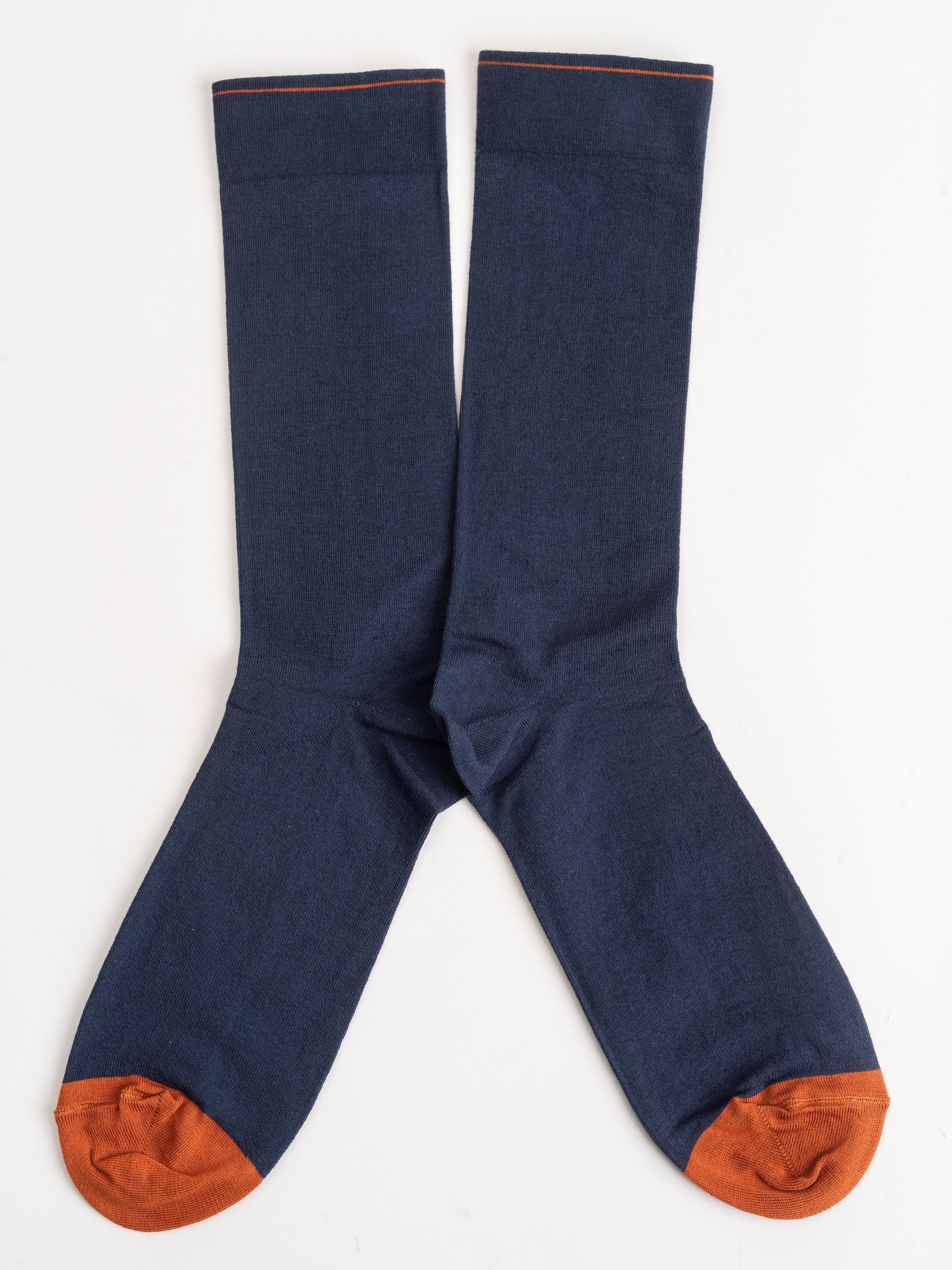 short sock - navy/orange