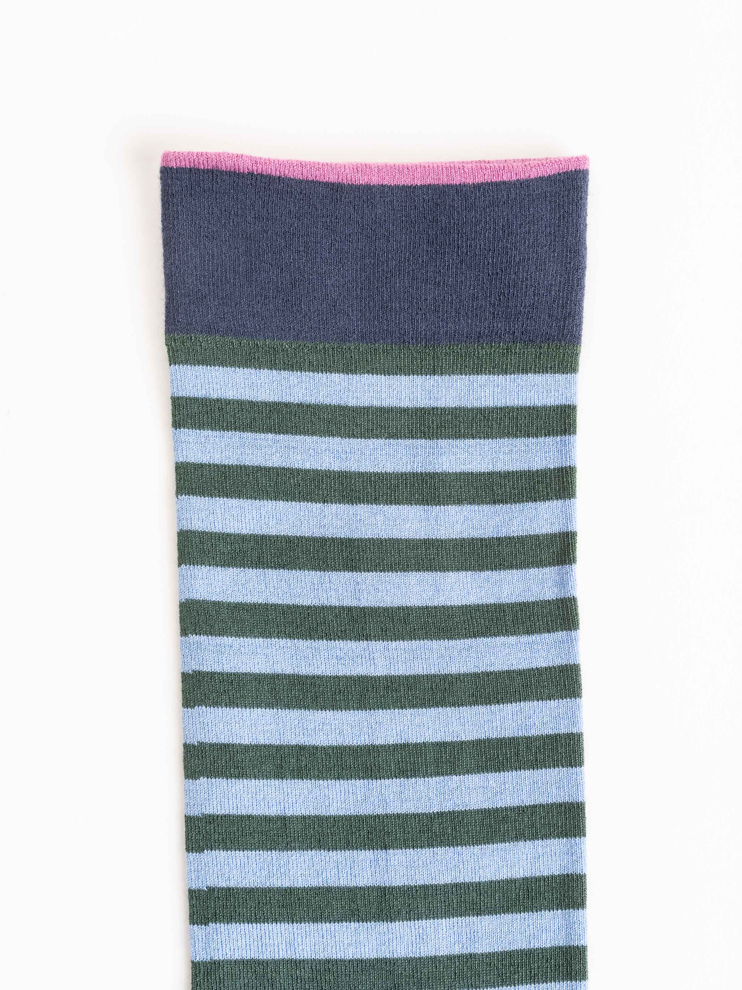 short sock - navy green stripe/purple - Image 2