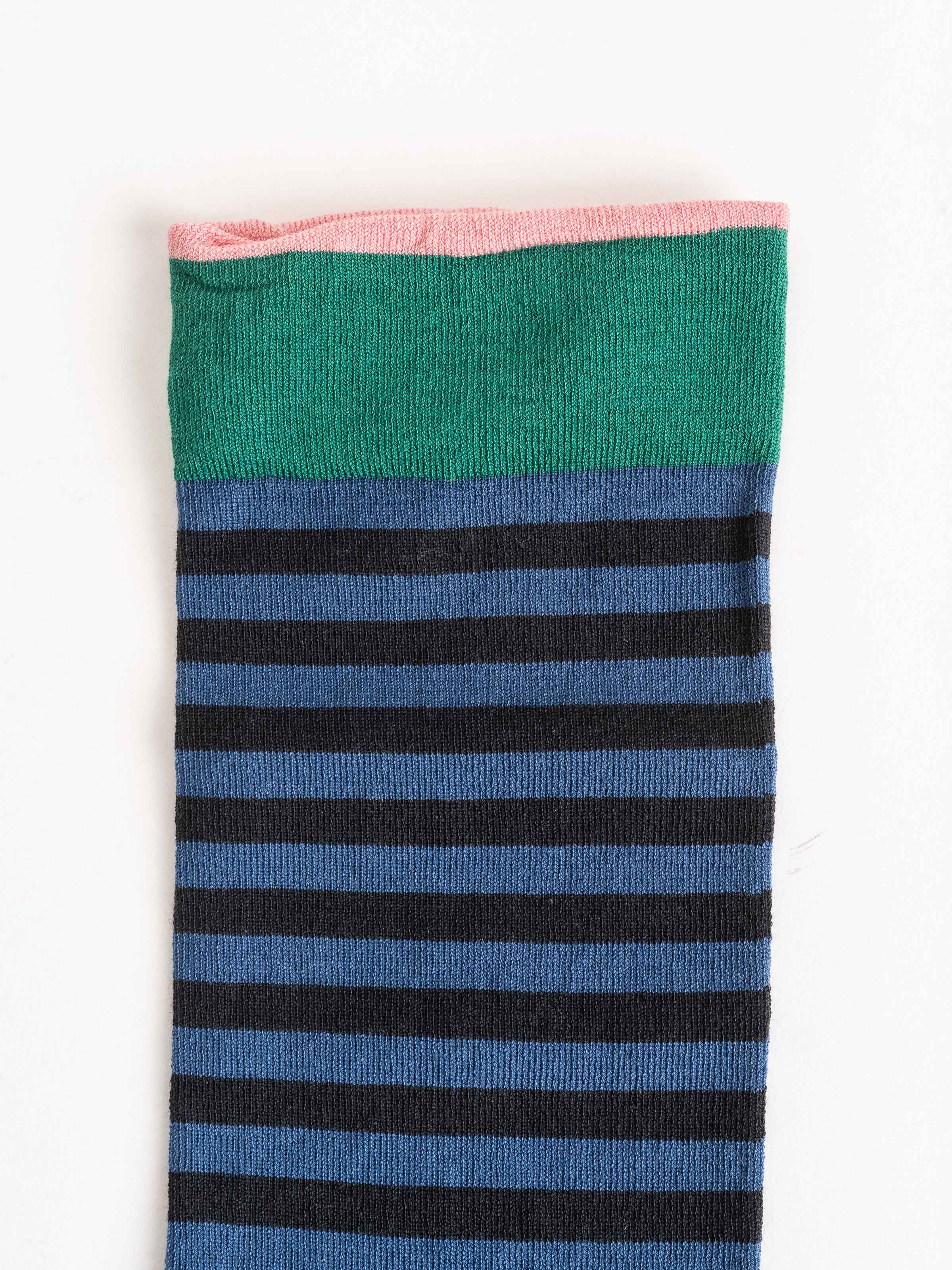 short sock - navy stripe/pink - Image 2