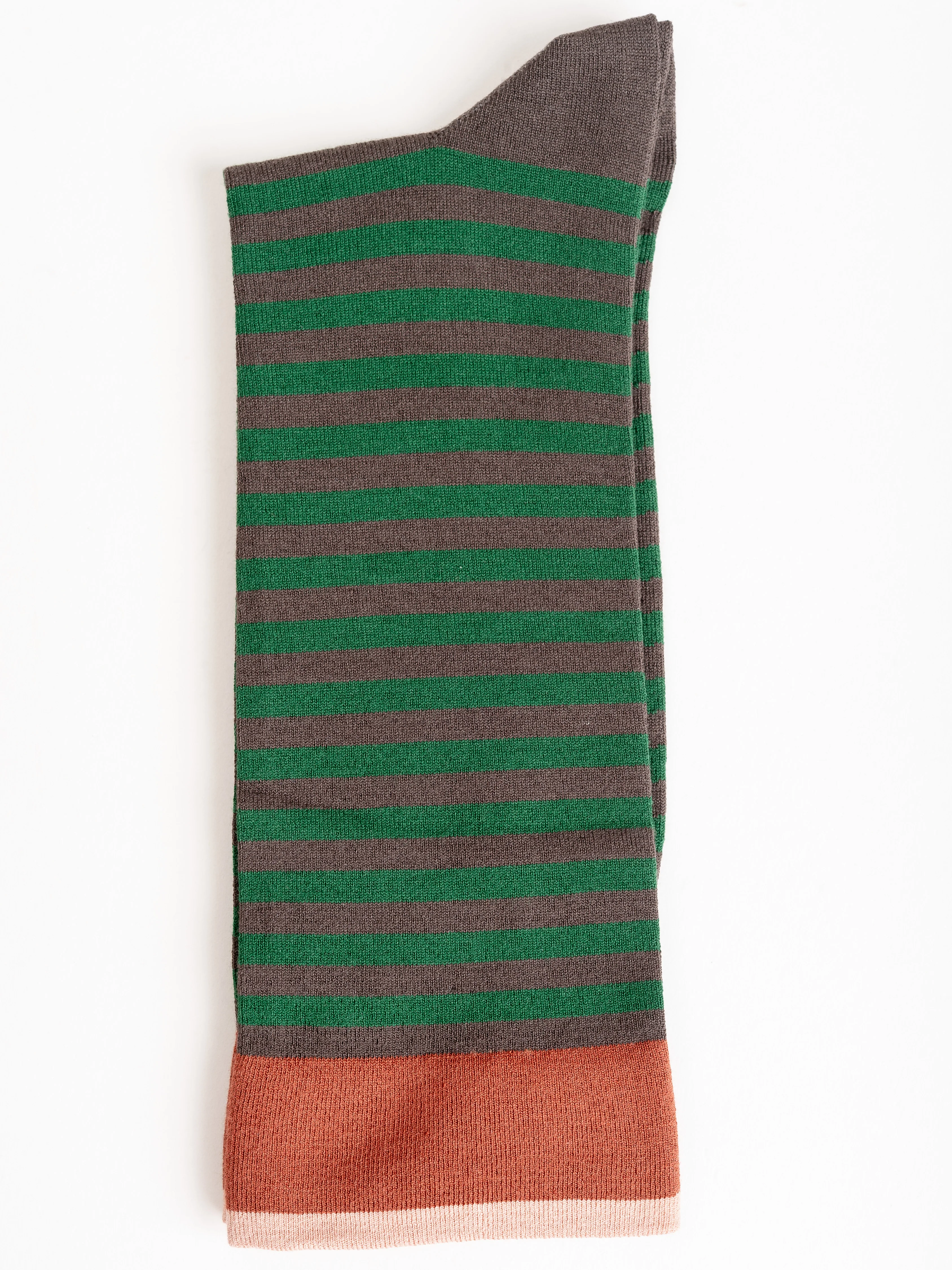 short sock - terre d'ombre w/ green stripe - Image 2