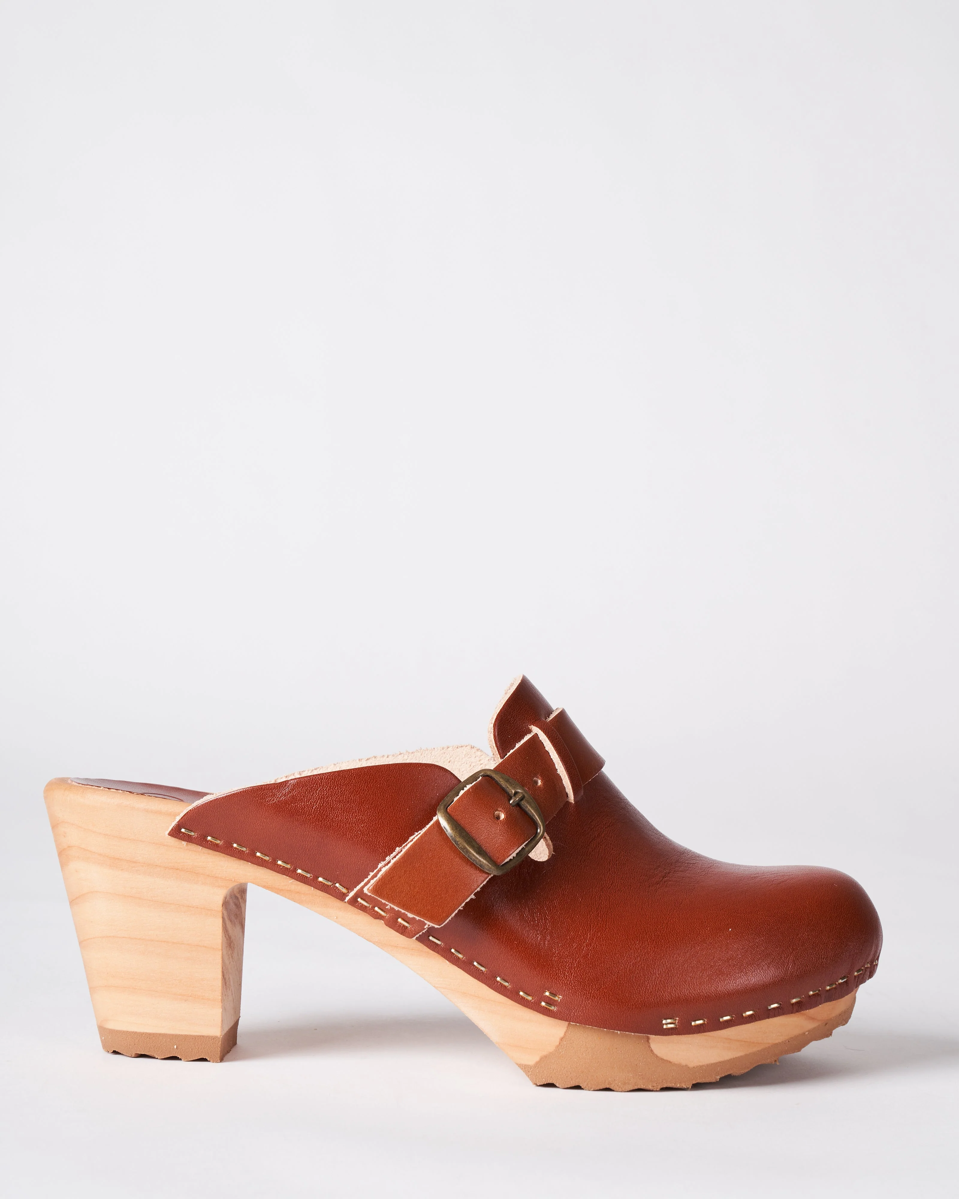 clang heel with buckle - cognac leather - Image 2