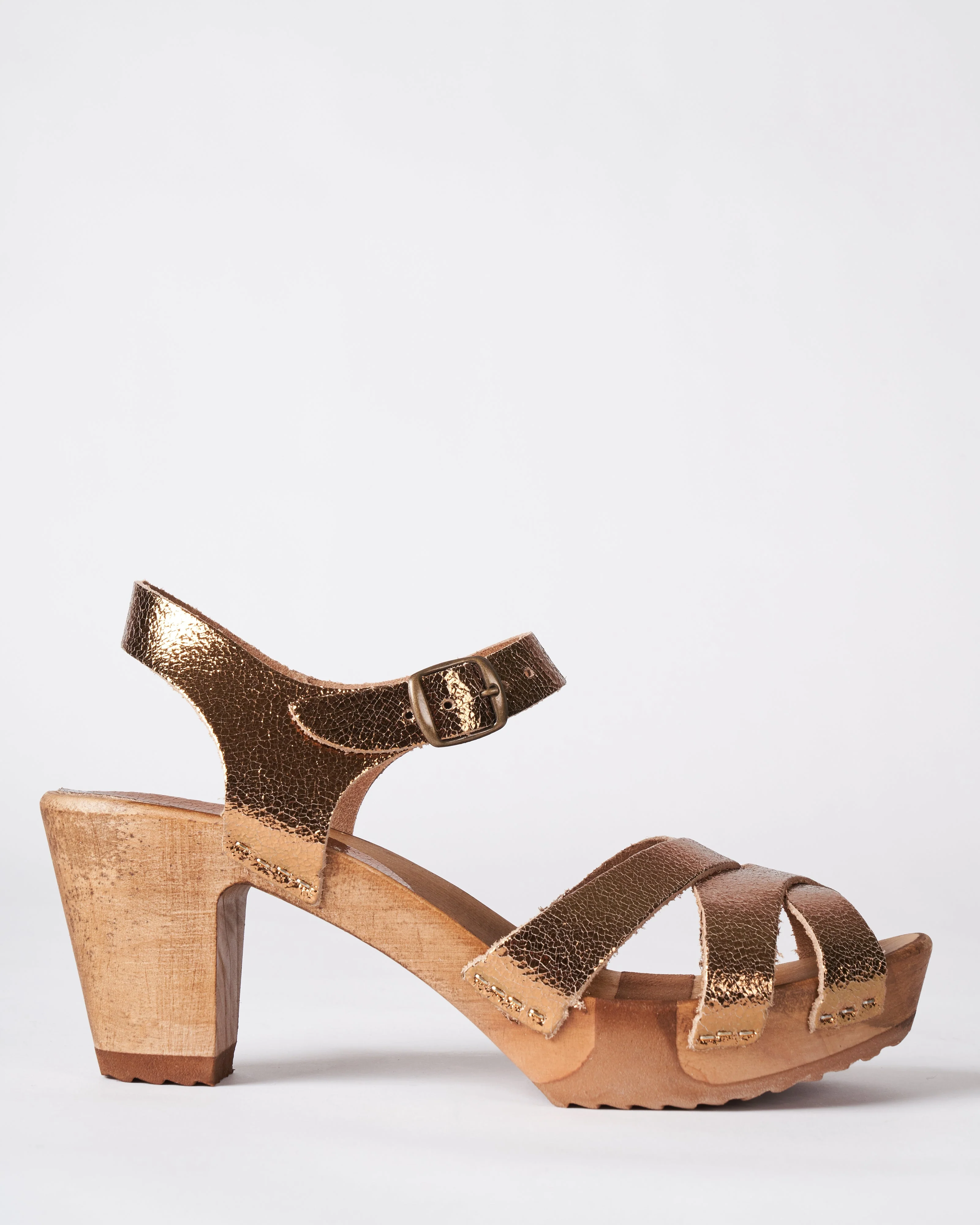 cuir old metal ambre sandal clog - old metal ambre metallic - Image 2