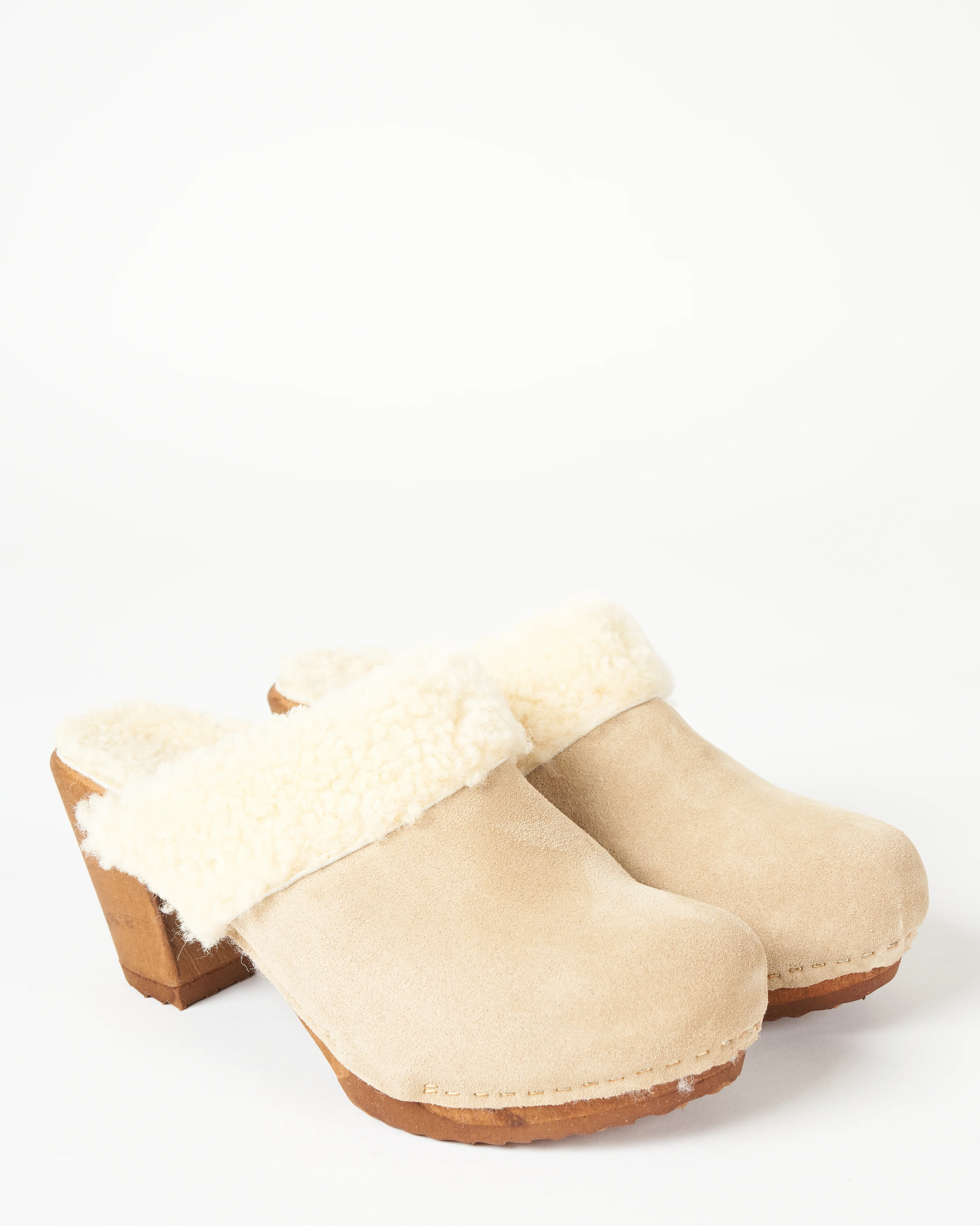 shearling high clog - beige suede - Image 2