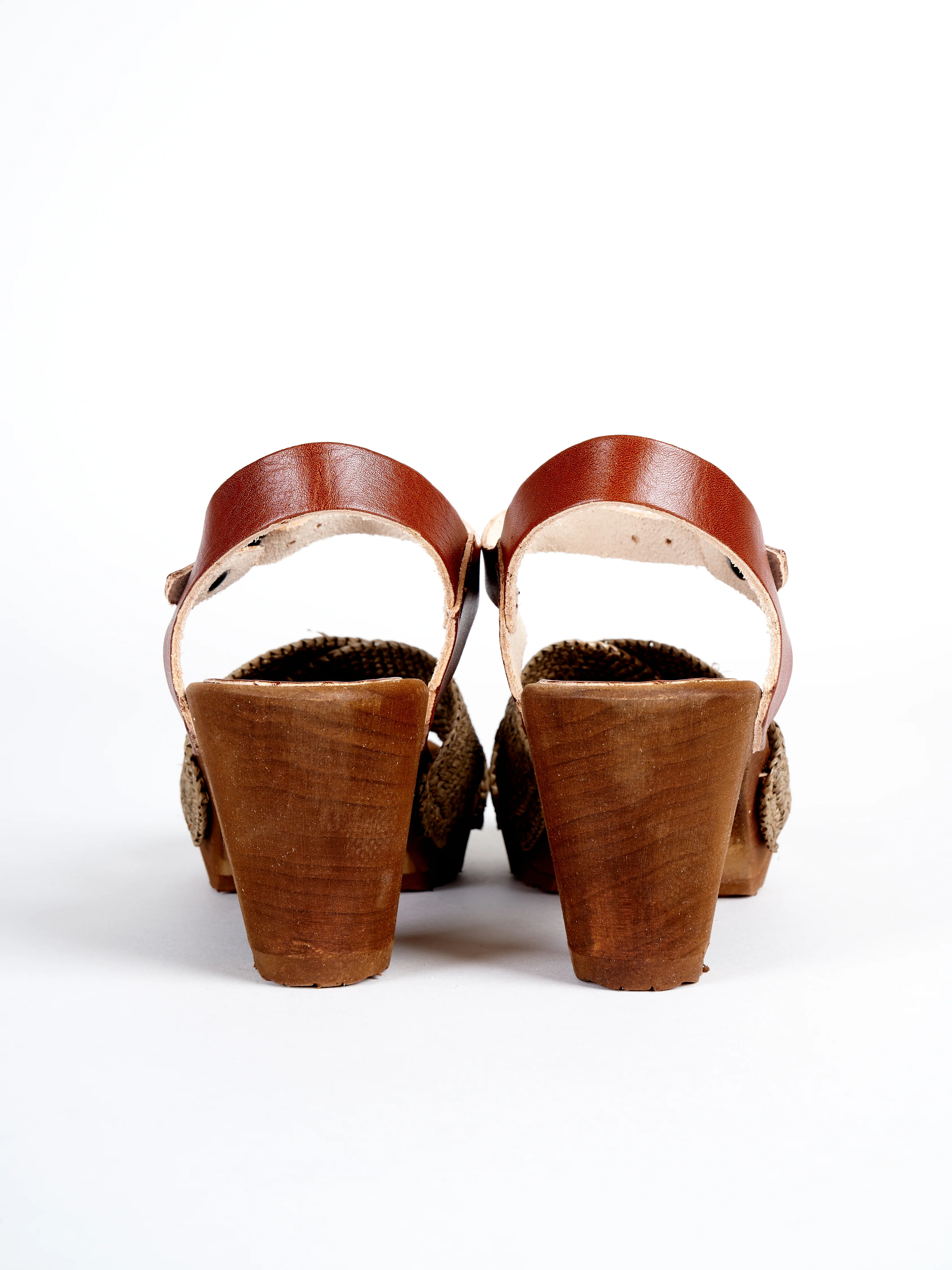 high heel clog sandal - raphia cognac - Image 4
