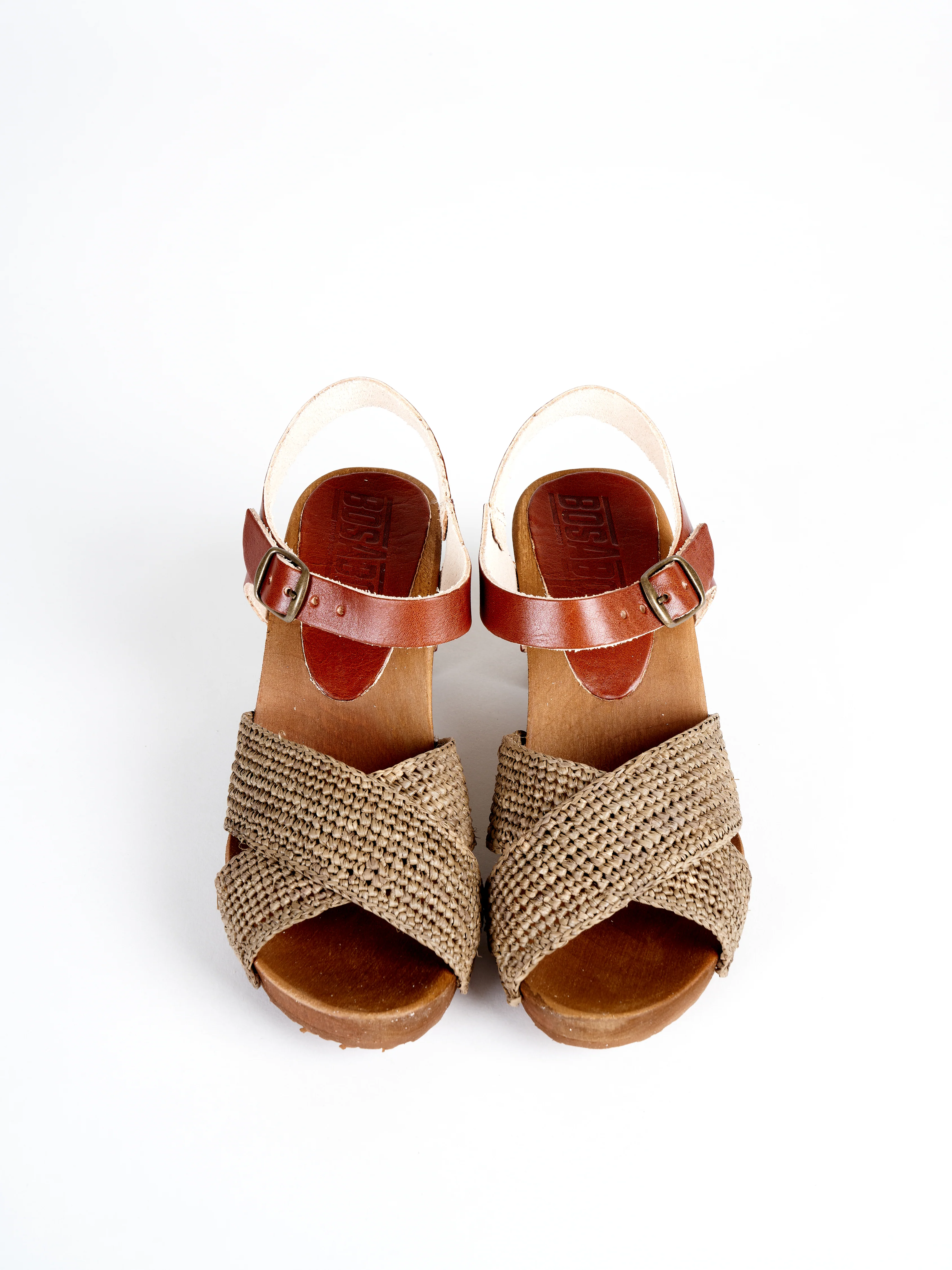 high heel clog sandal - raphia cognac - Image 5
