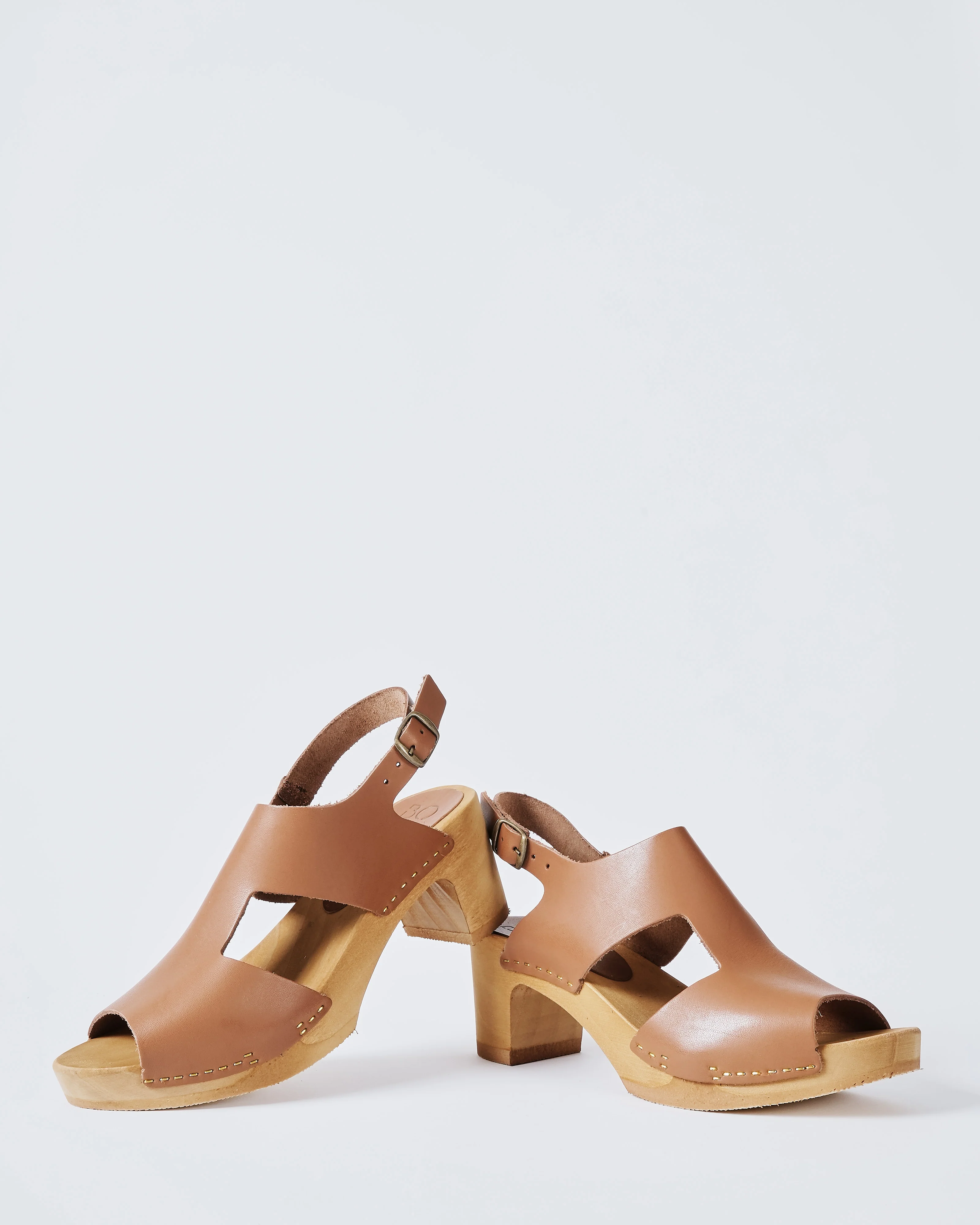 open toe leather clog