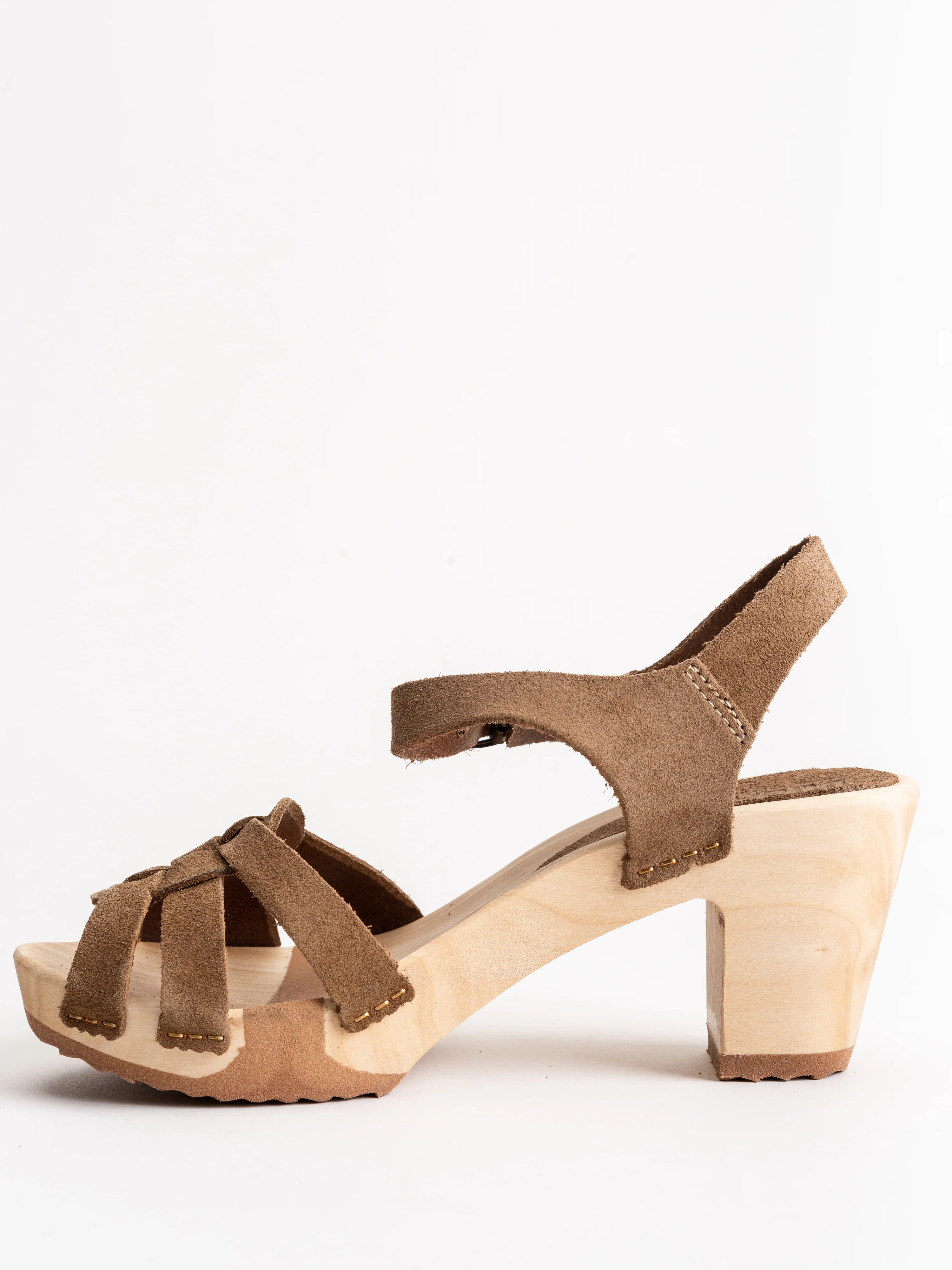strappy high clog - tan suede - Image 2