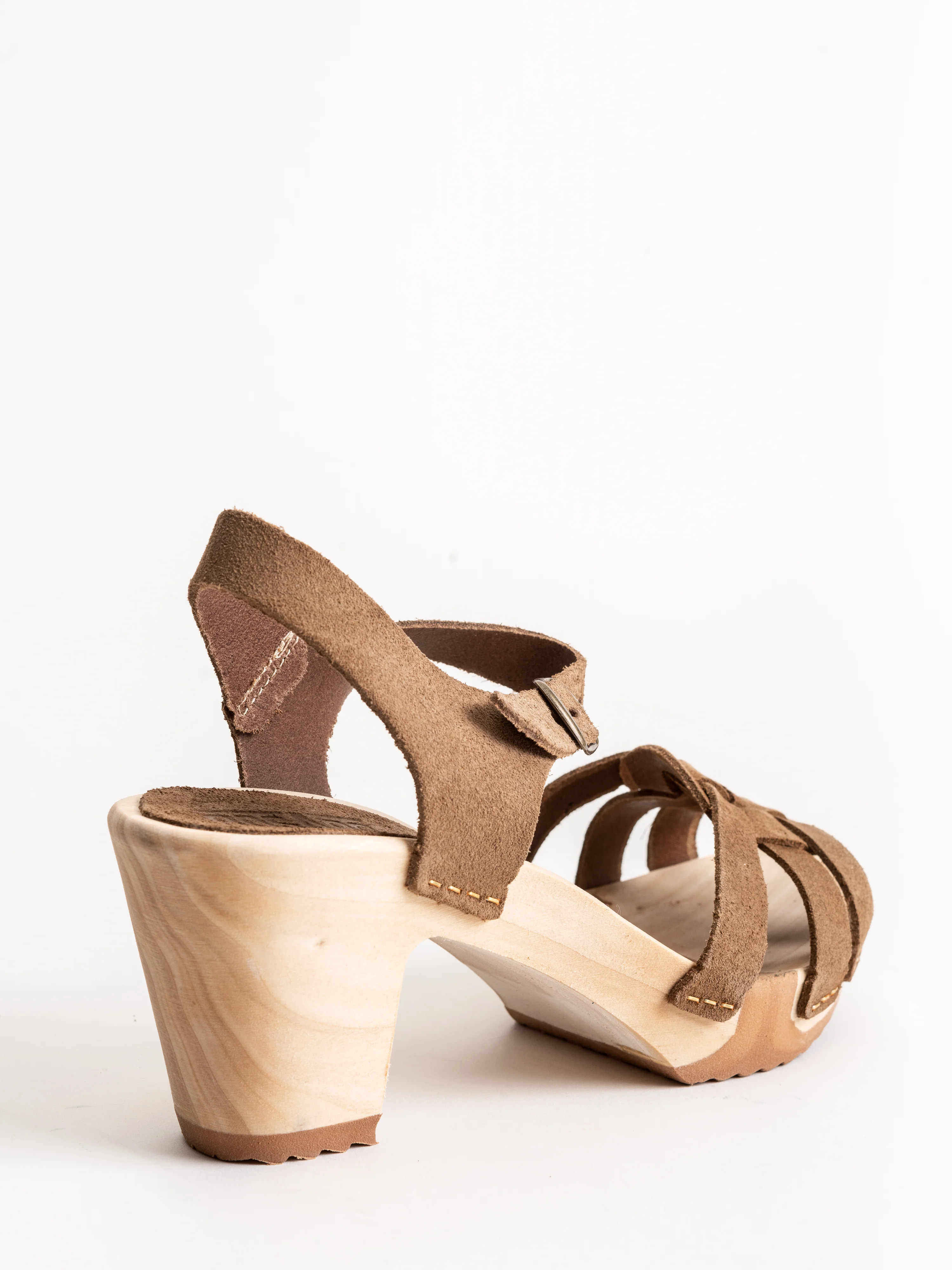 strappy high clog - tan suede - Image 3
