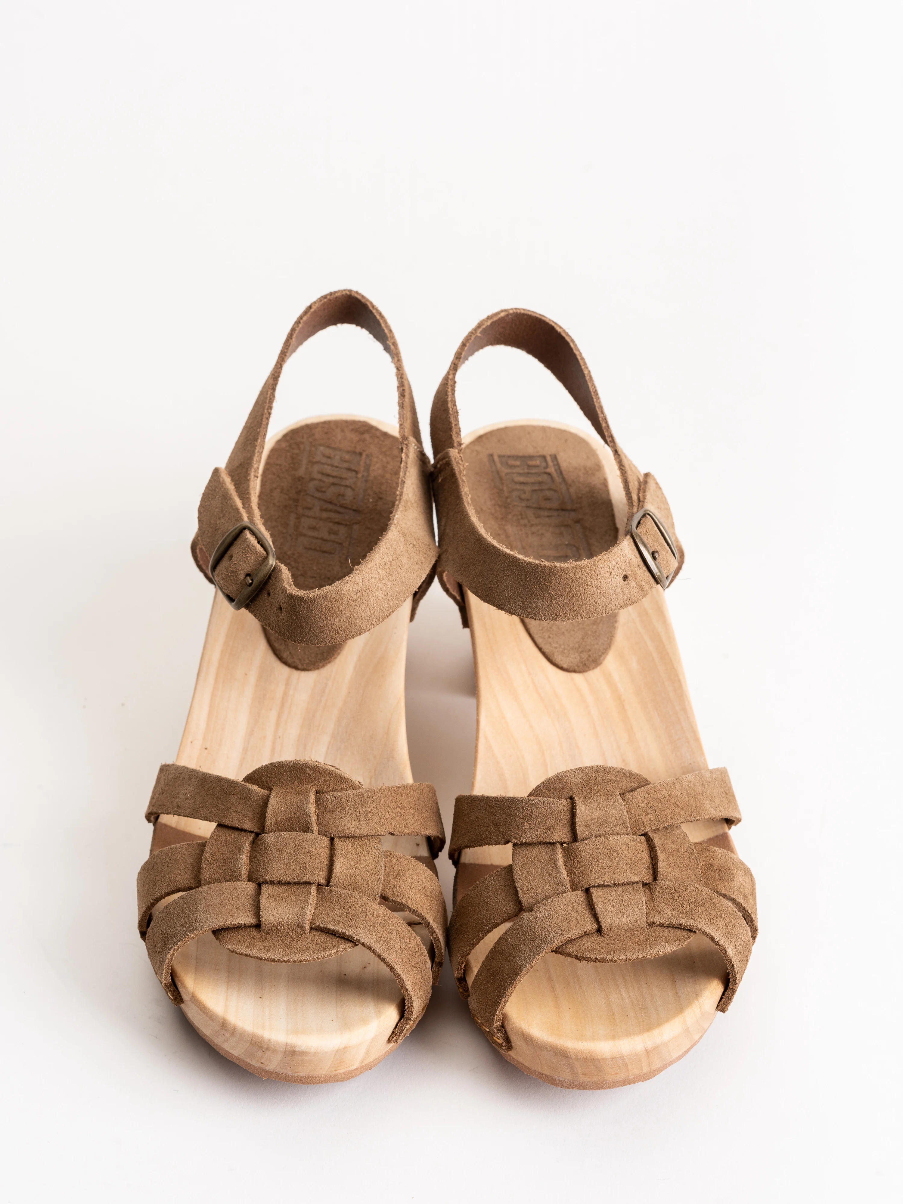 strappy high clog - tan suede - Image 4