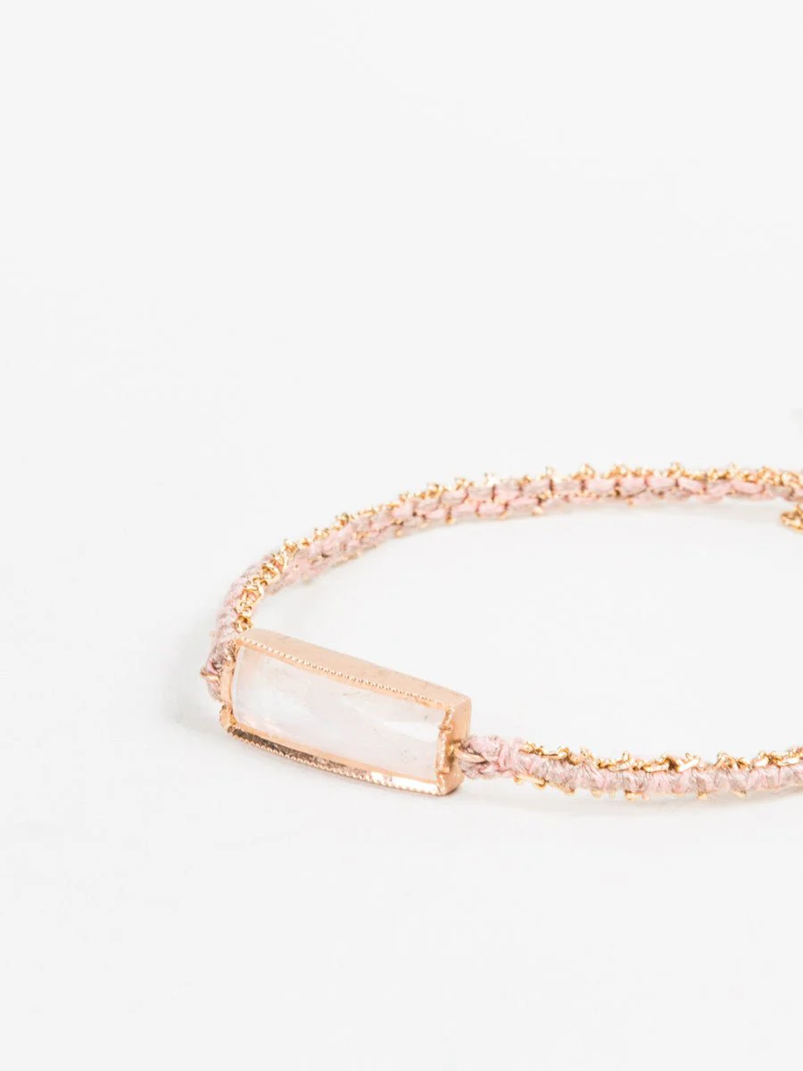 moonstone bar silk gold bracelet - Image 3