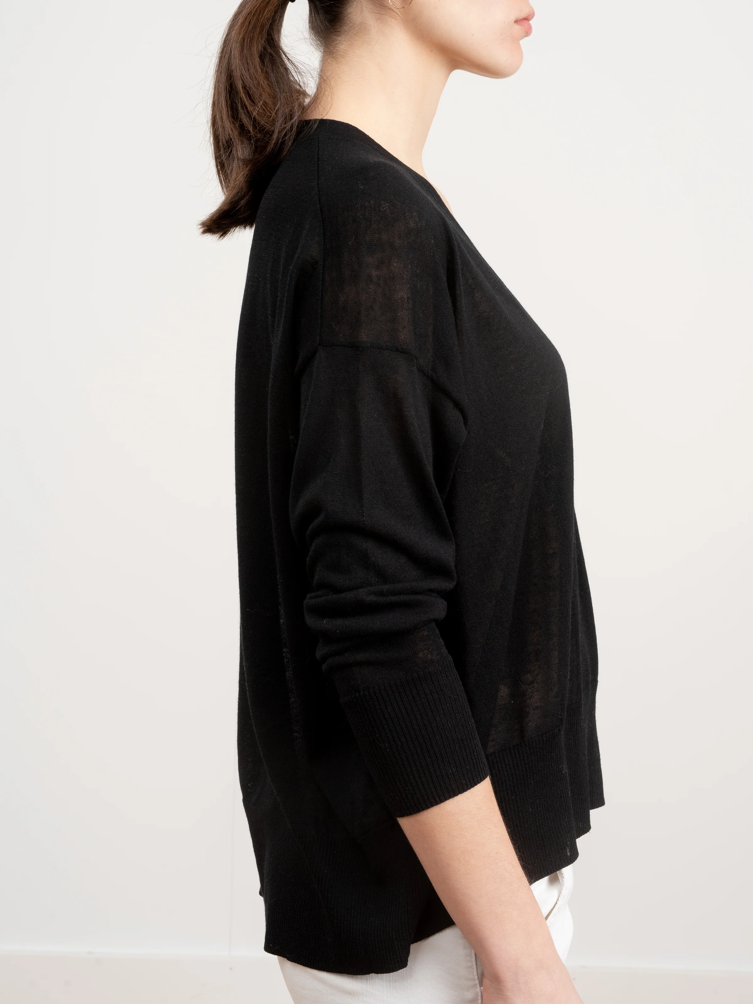 basic v-neck sweater - black - Image 5