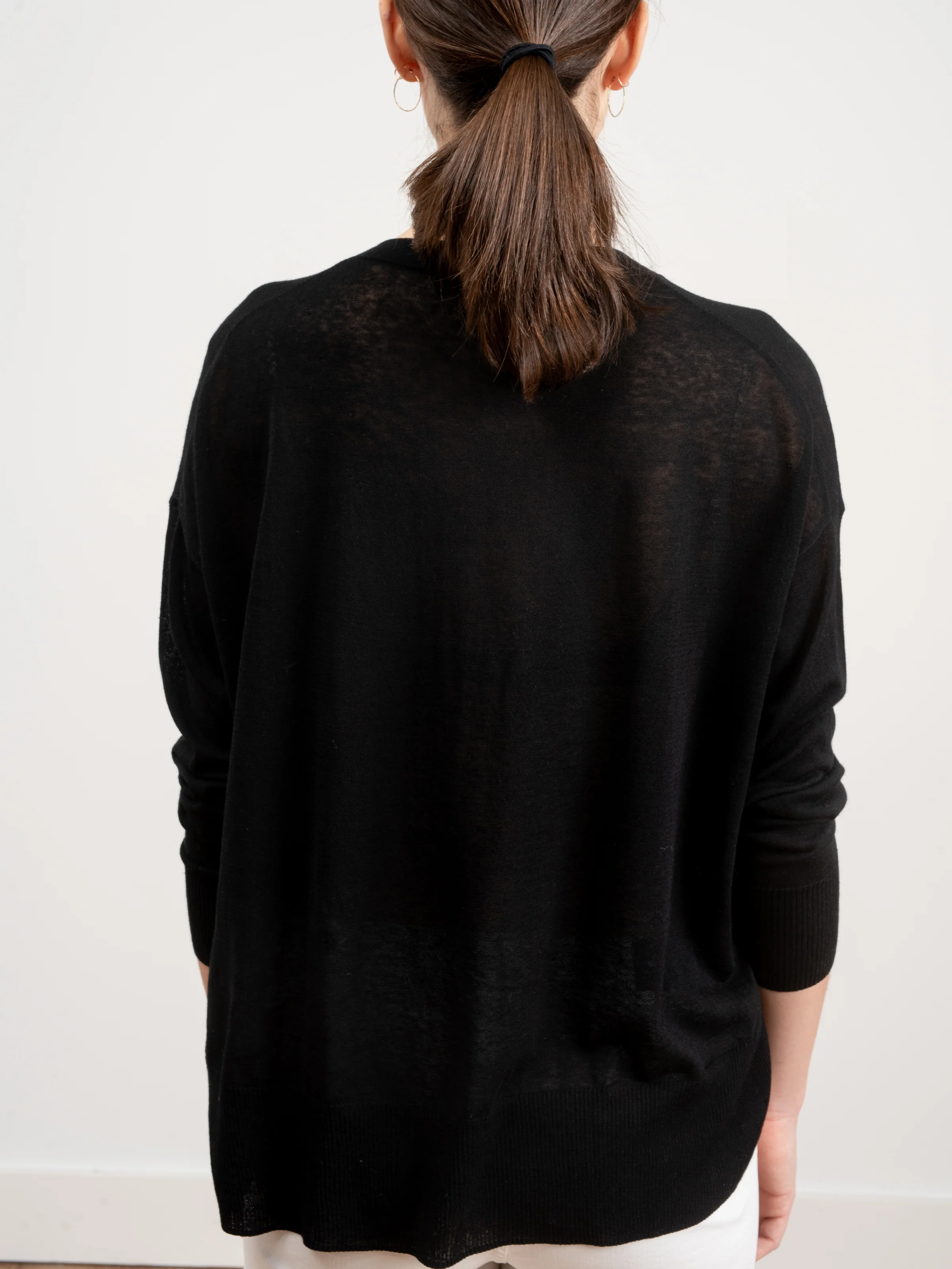 basic v-neck sweater - black - Image 6