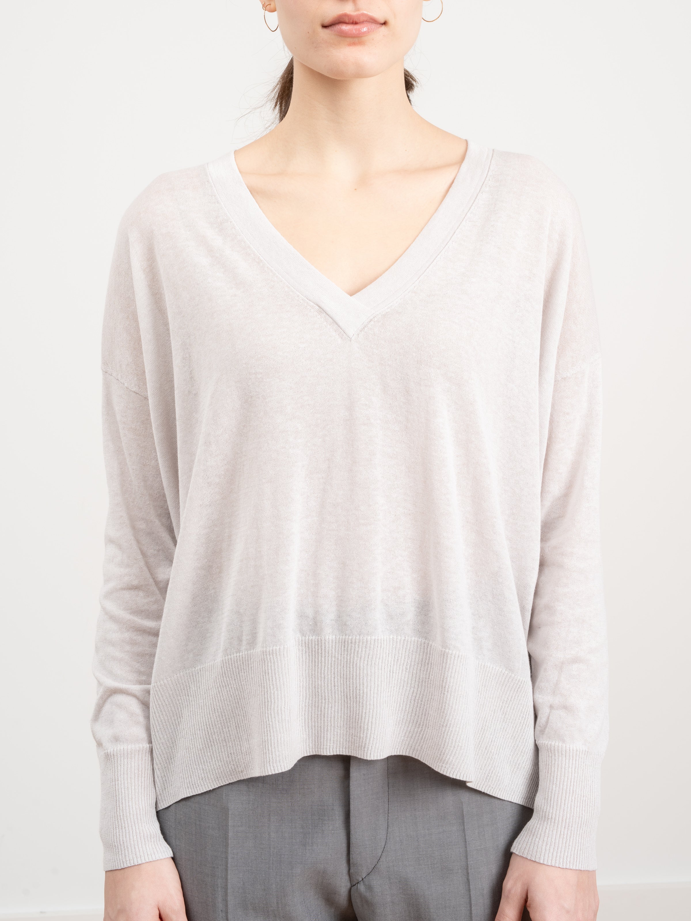 basic v-neck sweater - light grey - Image 4