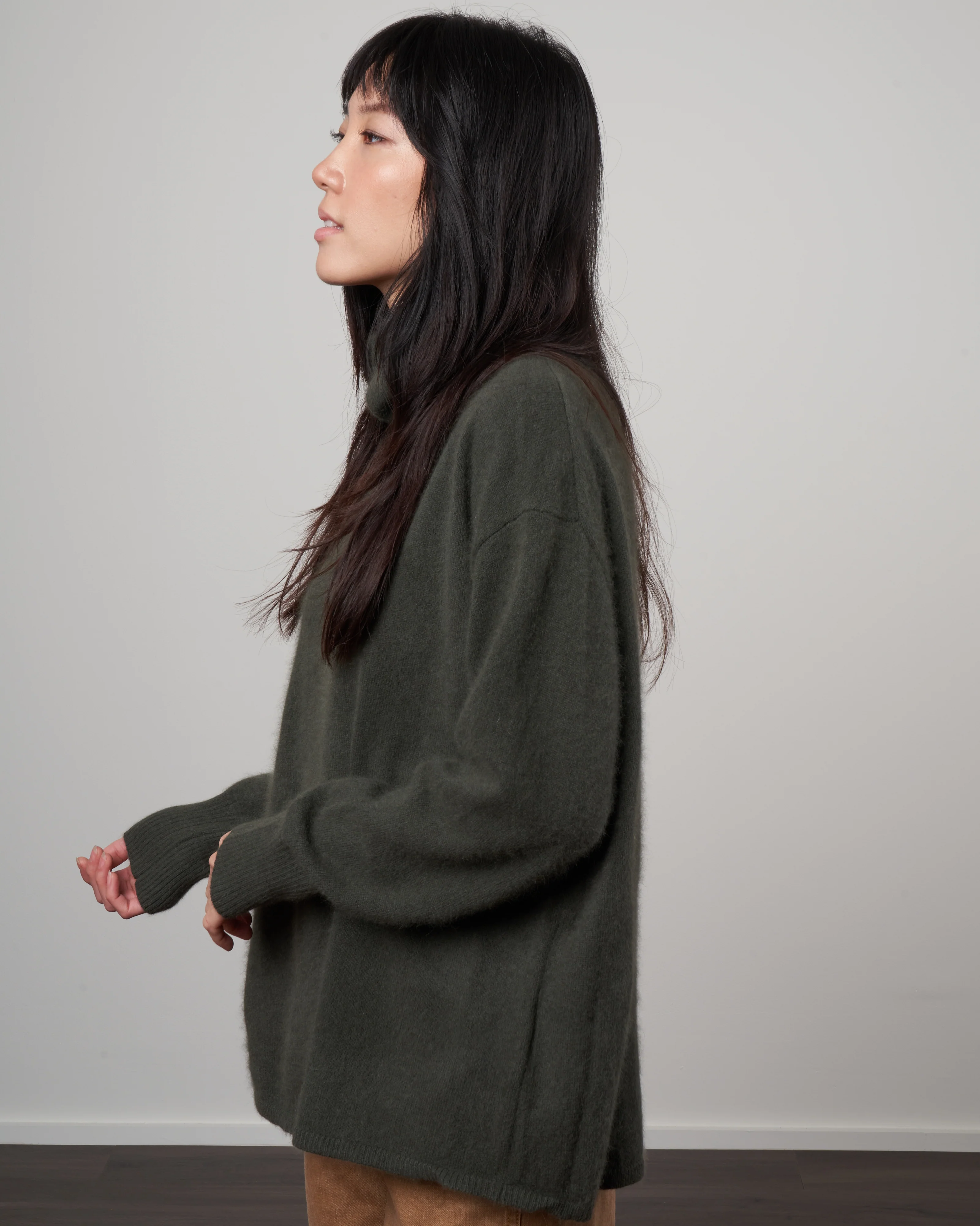 cashmere simple turtleneck sweater - khaki - Image 3
