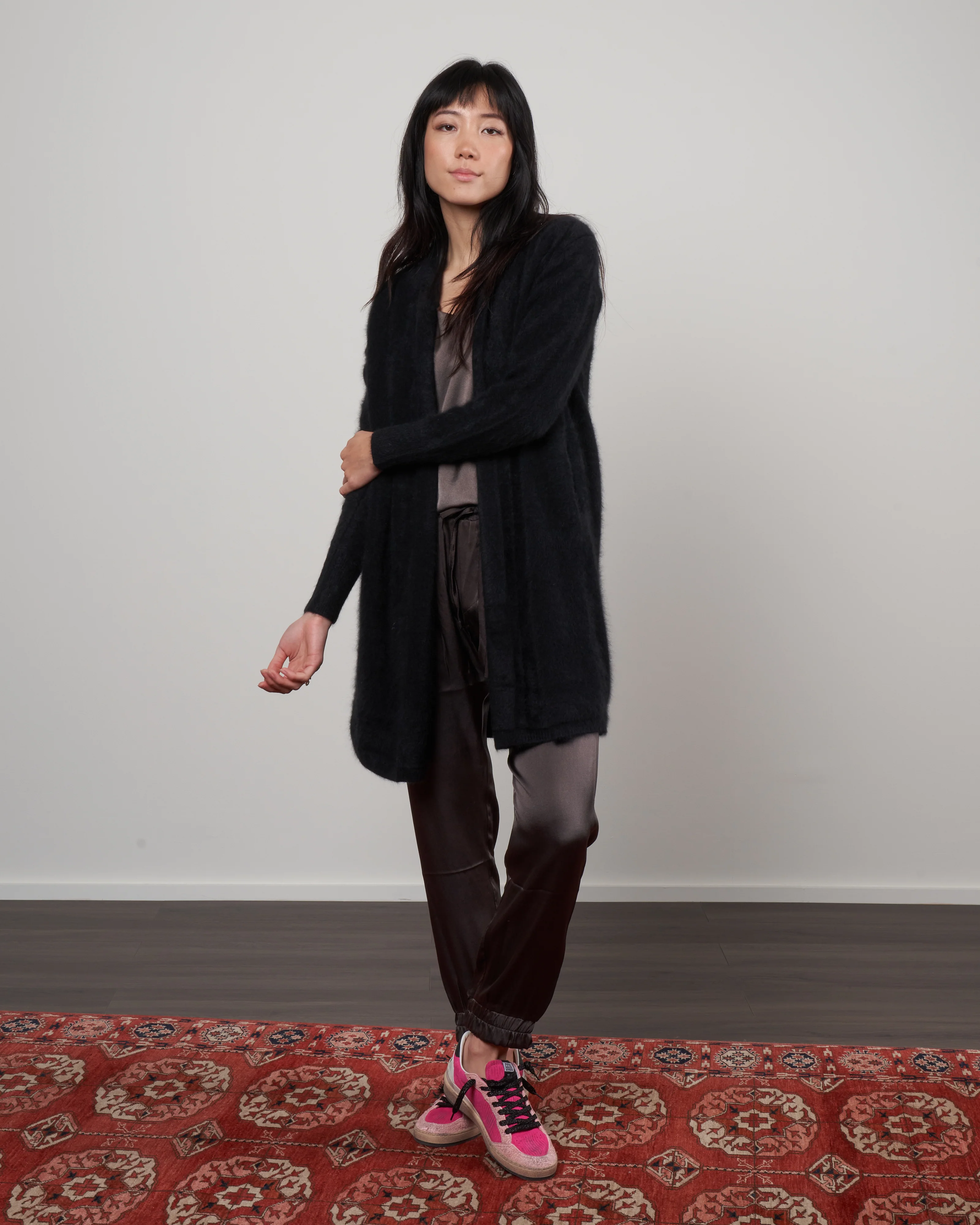 cashmere sweater coat - black - Image 2