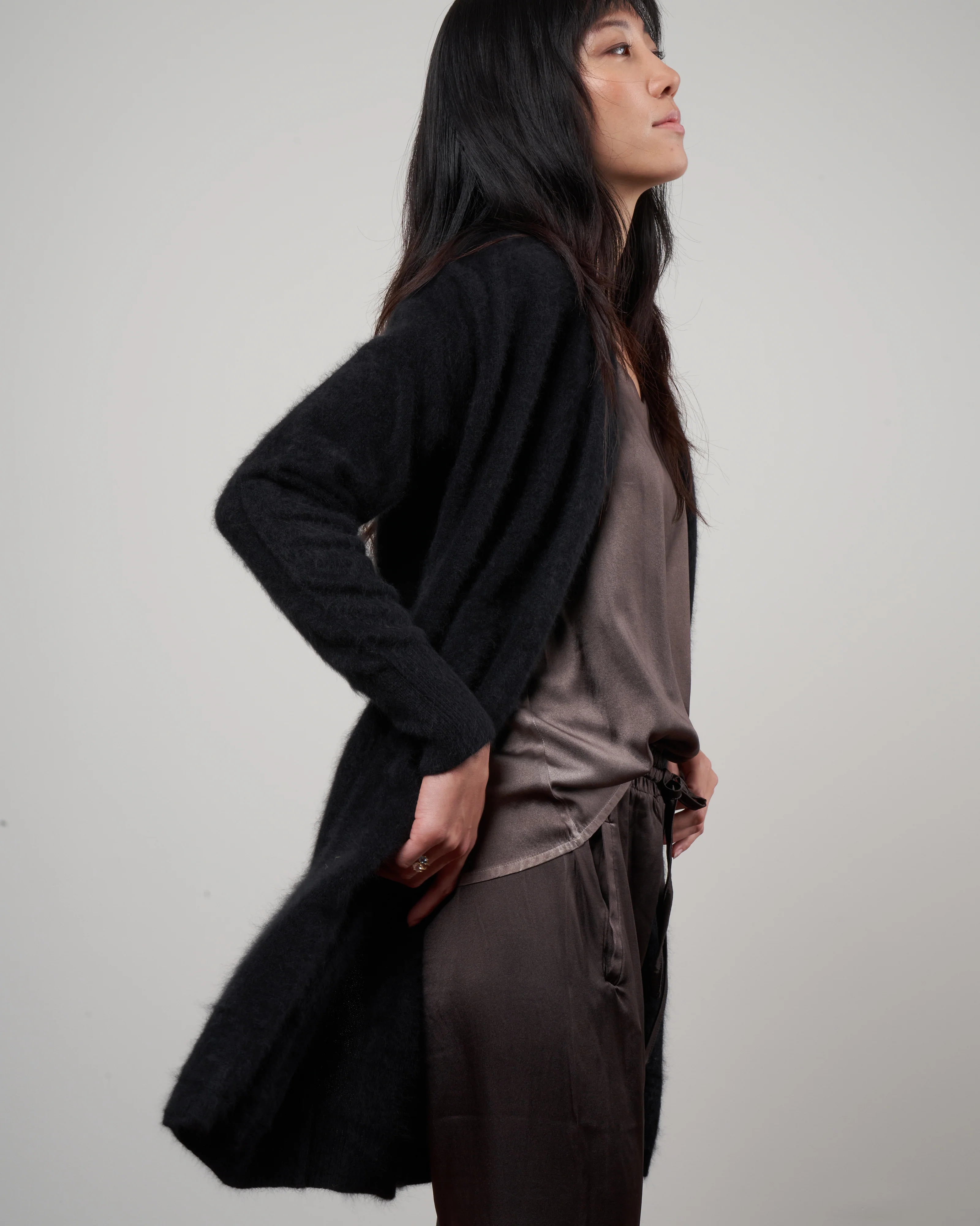 cashmere sweater coat - black - Image 3