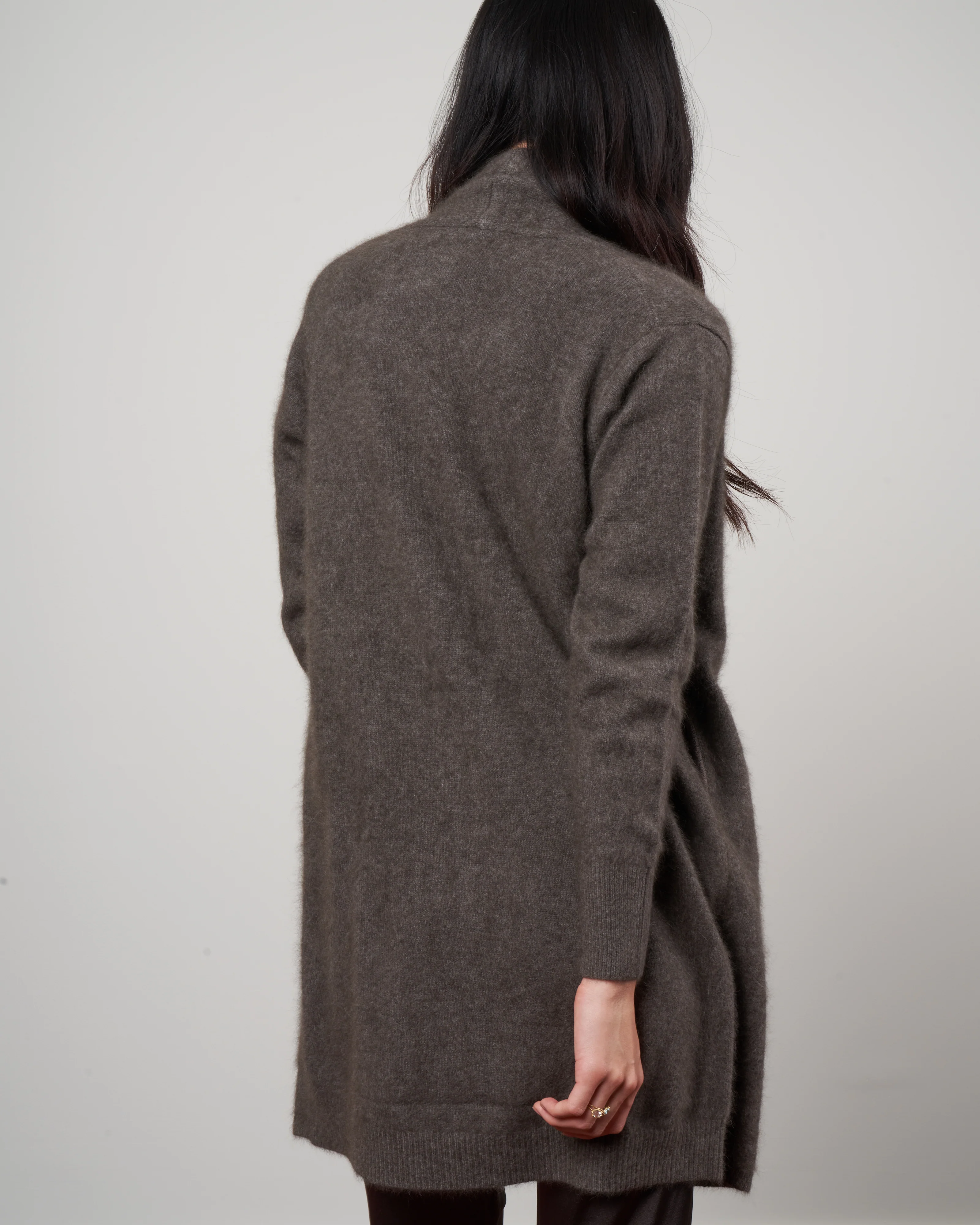 cashmere sweater coat -  grey brown - Image 4