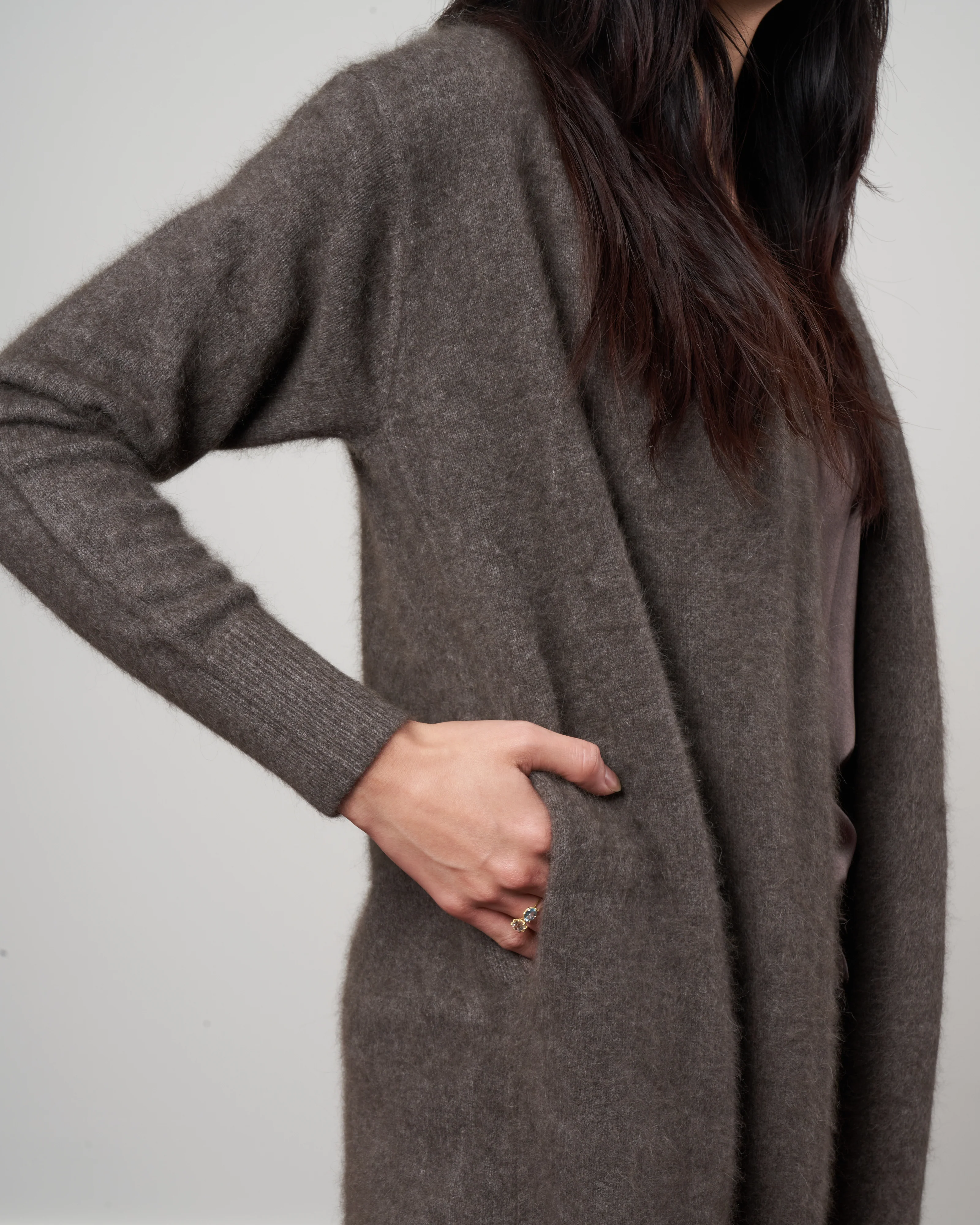 cashmere sweater coat -  grey brown - Image 5