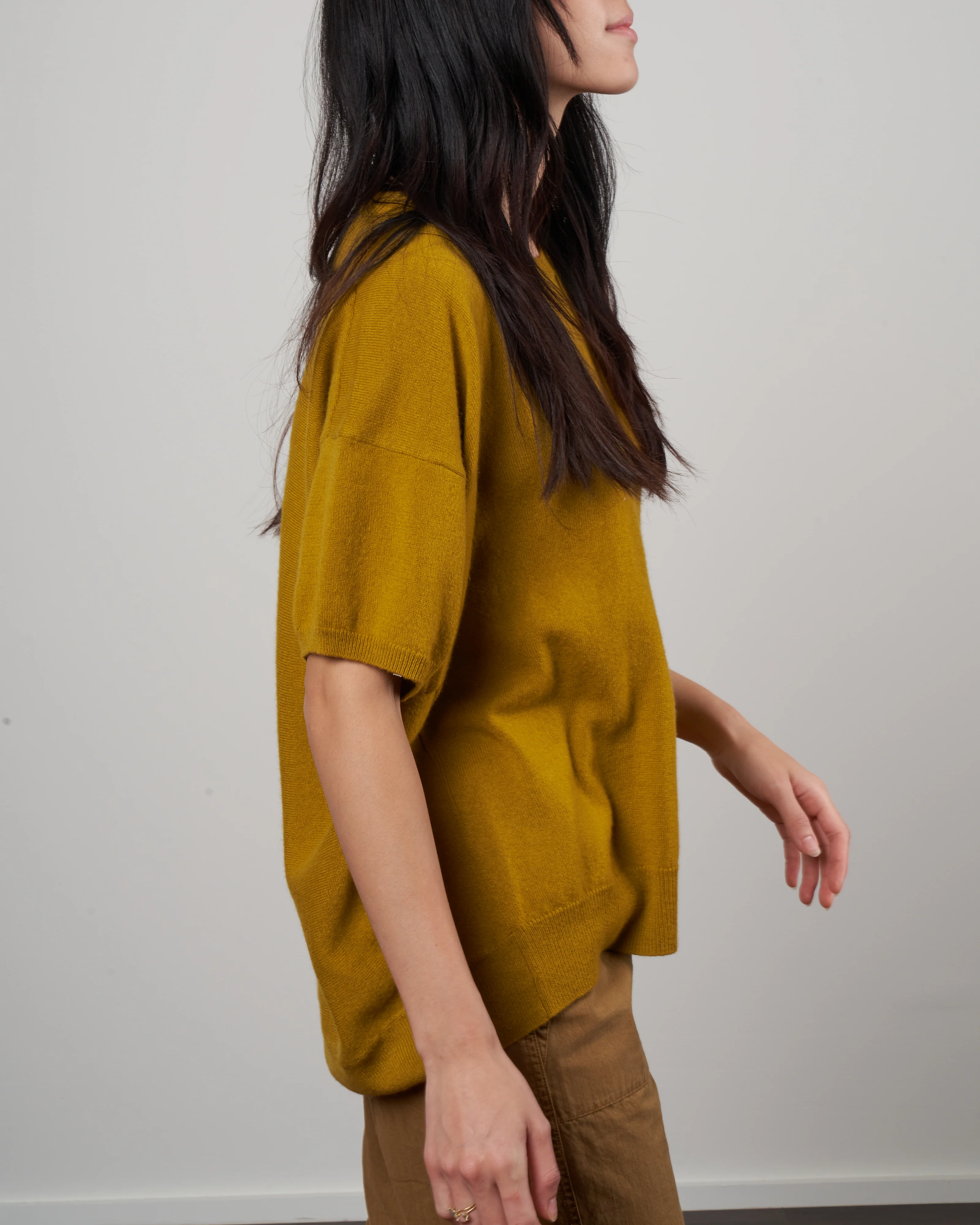 short sleeve crew neck sweater - yellow - Image 3
