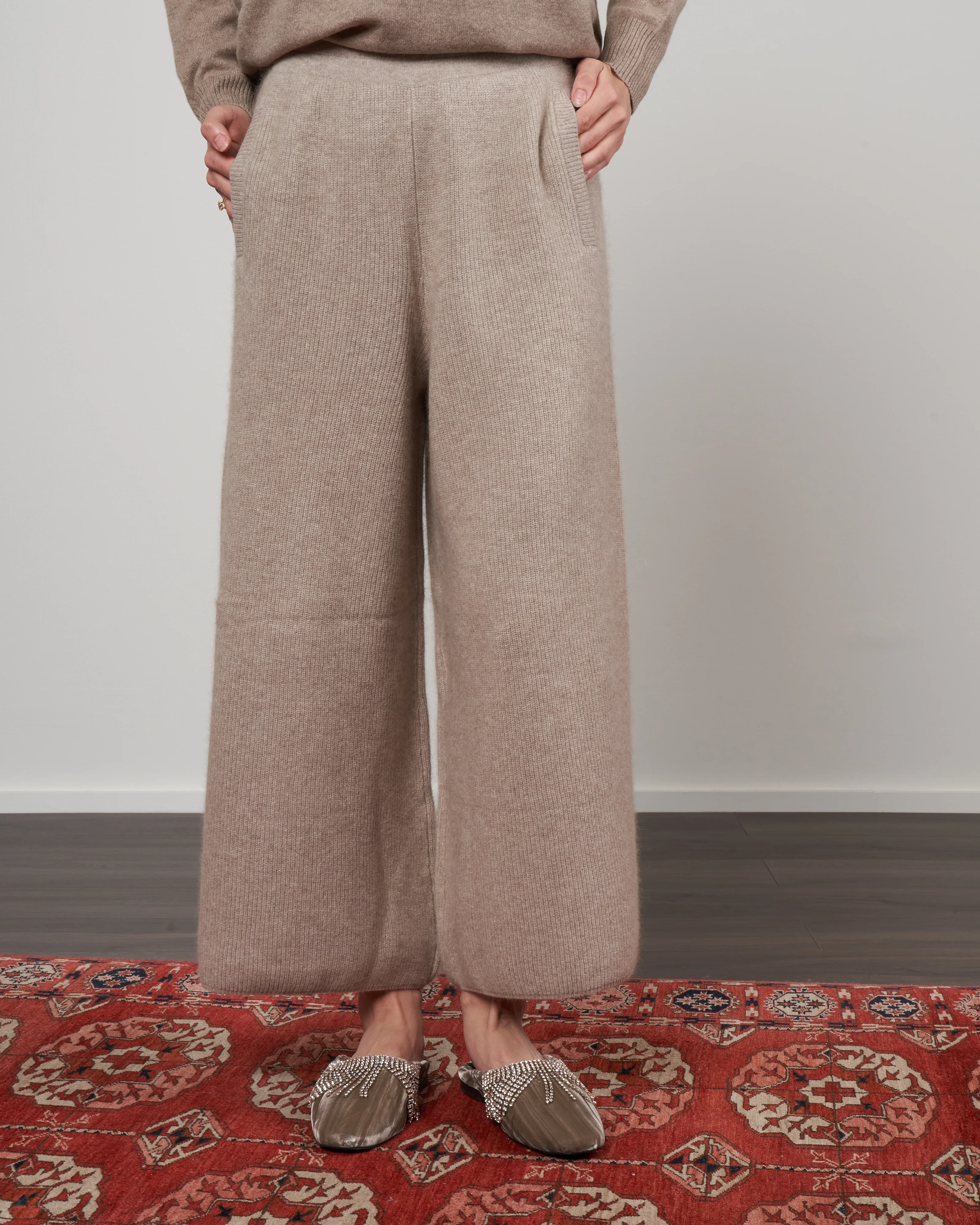 wide leg pull on pant - beige - Image 3