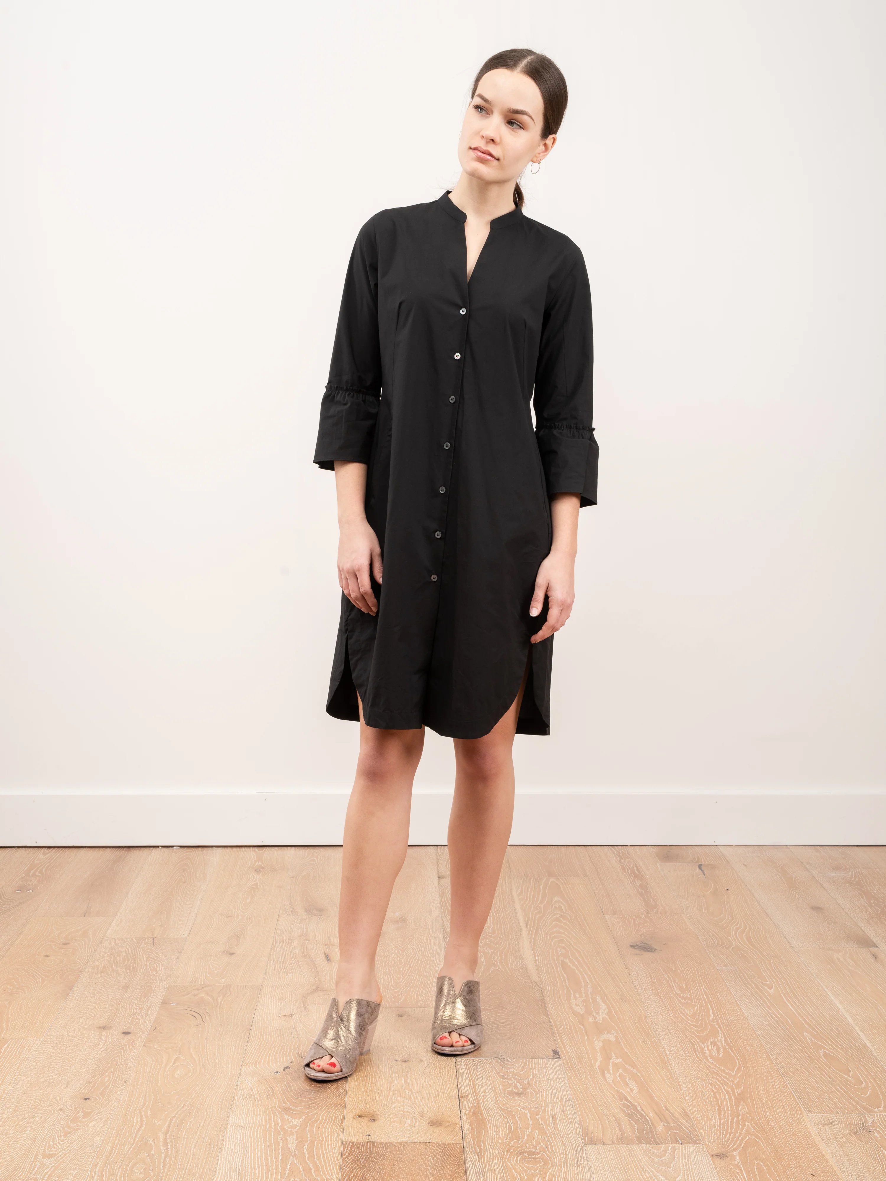 bell sleeve dress - black - Image 2