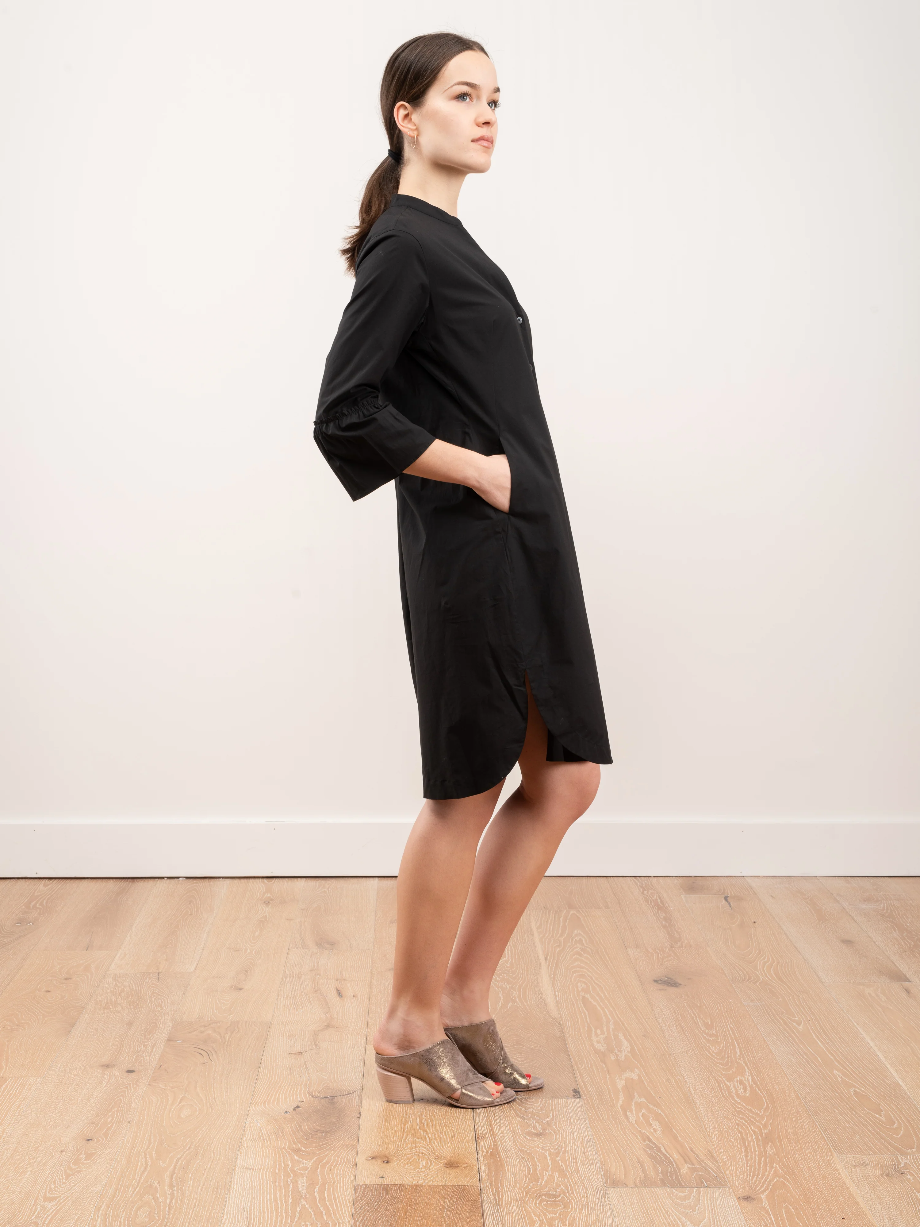 bell sleeve dress - black - Image 3