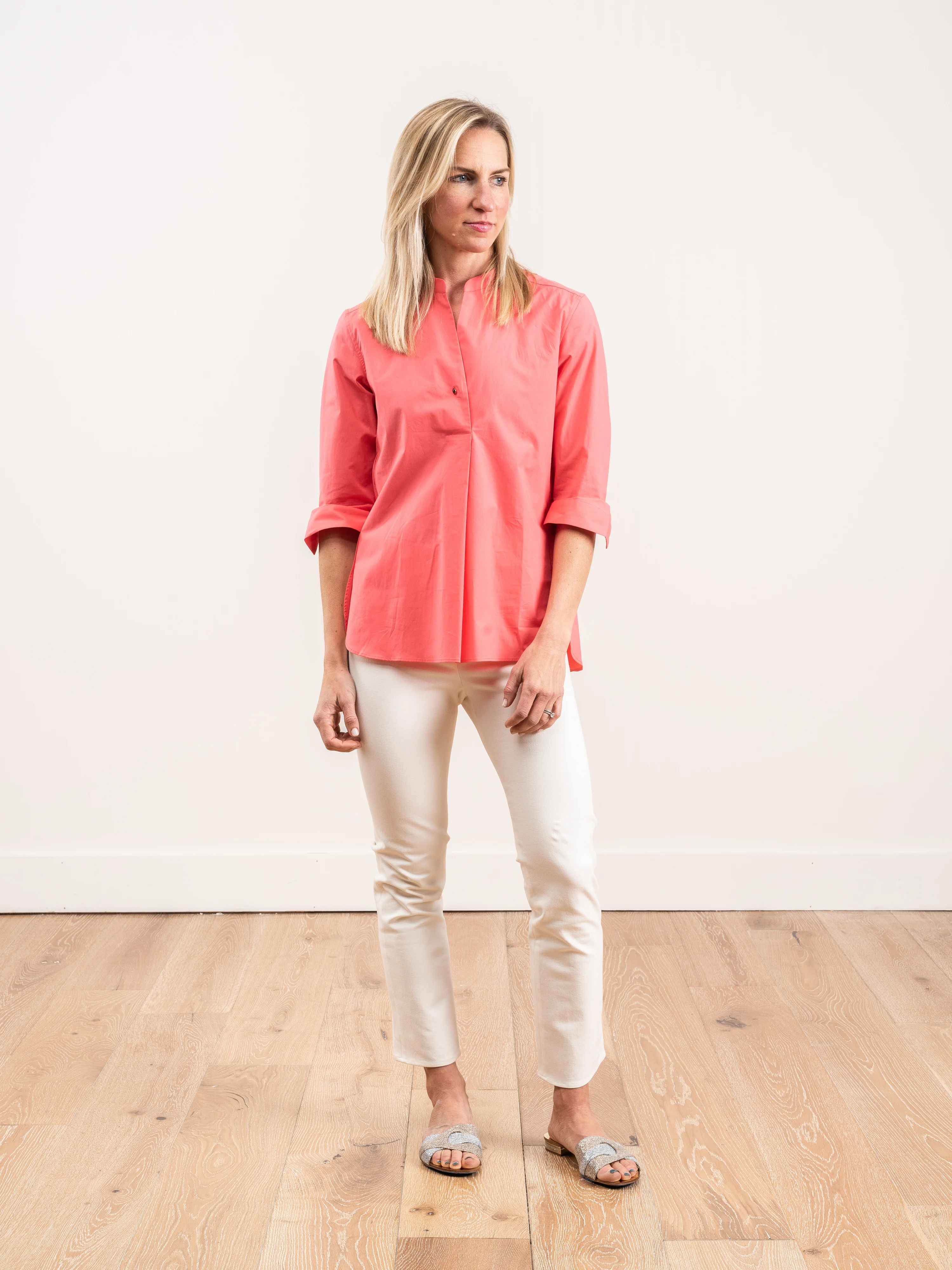 stretch cotton tunic - coral