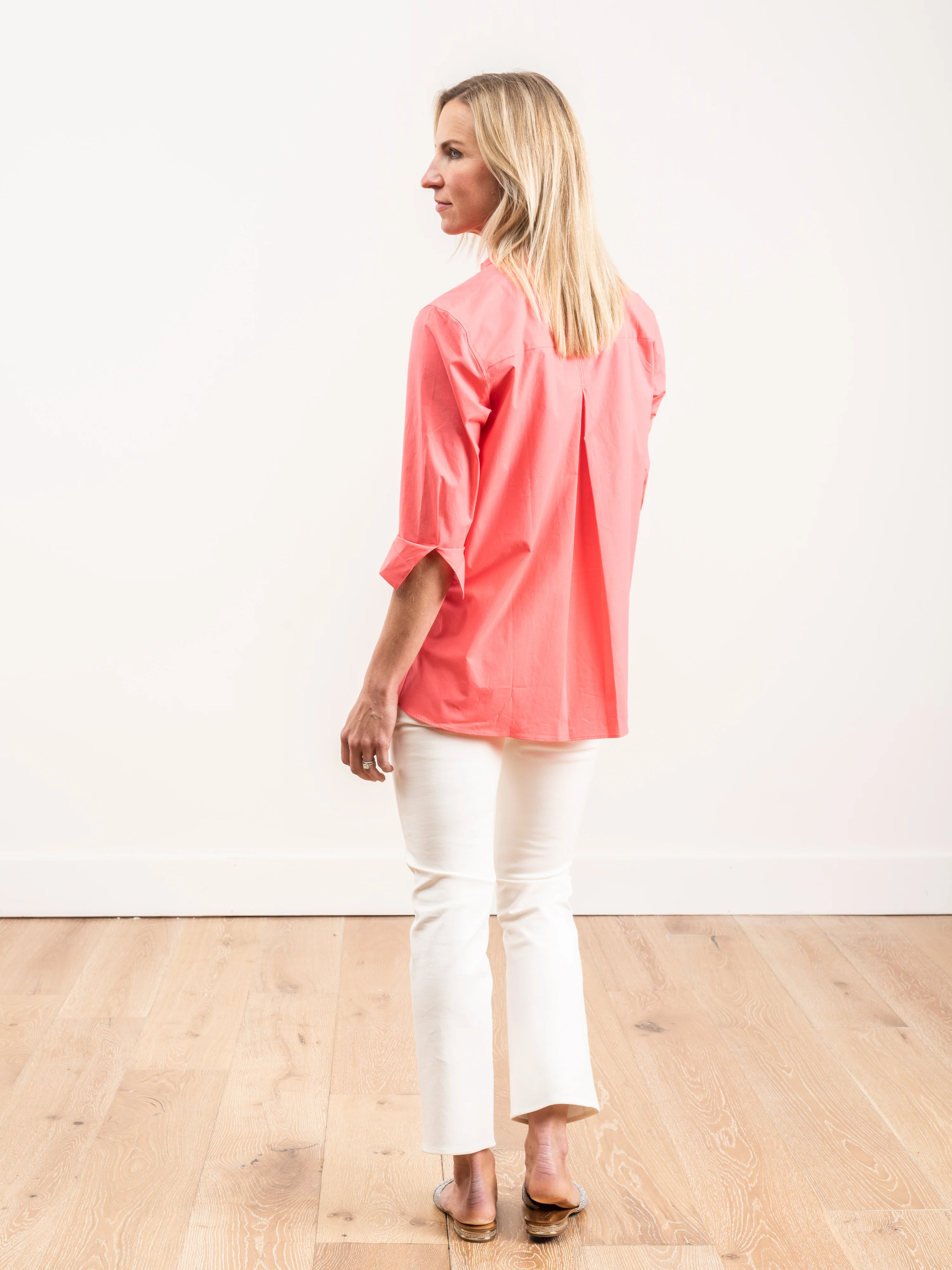 stretch cotton tunic - coral - Image 3