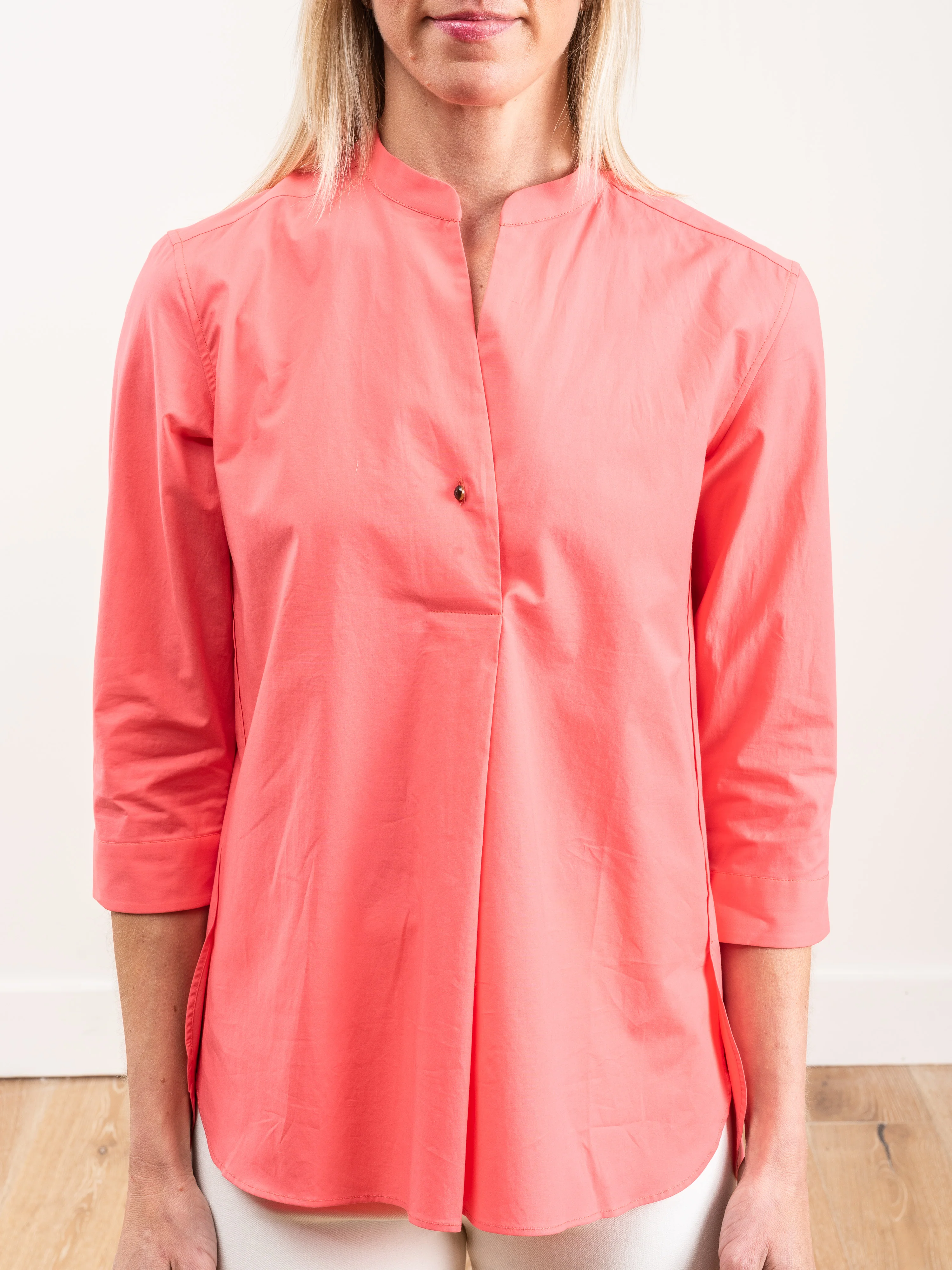 stretch cotton tunic - coral - Image 4