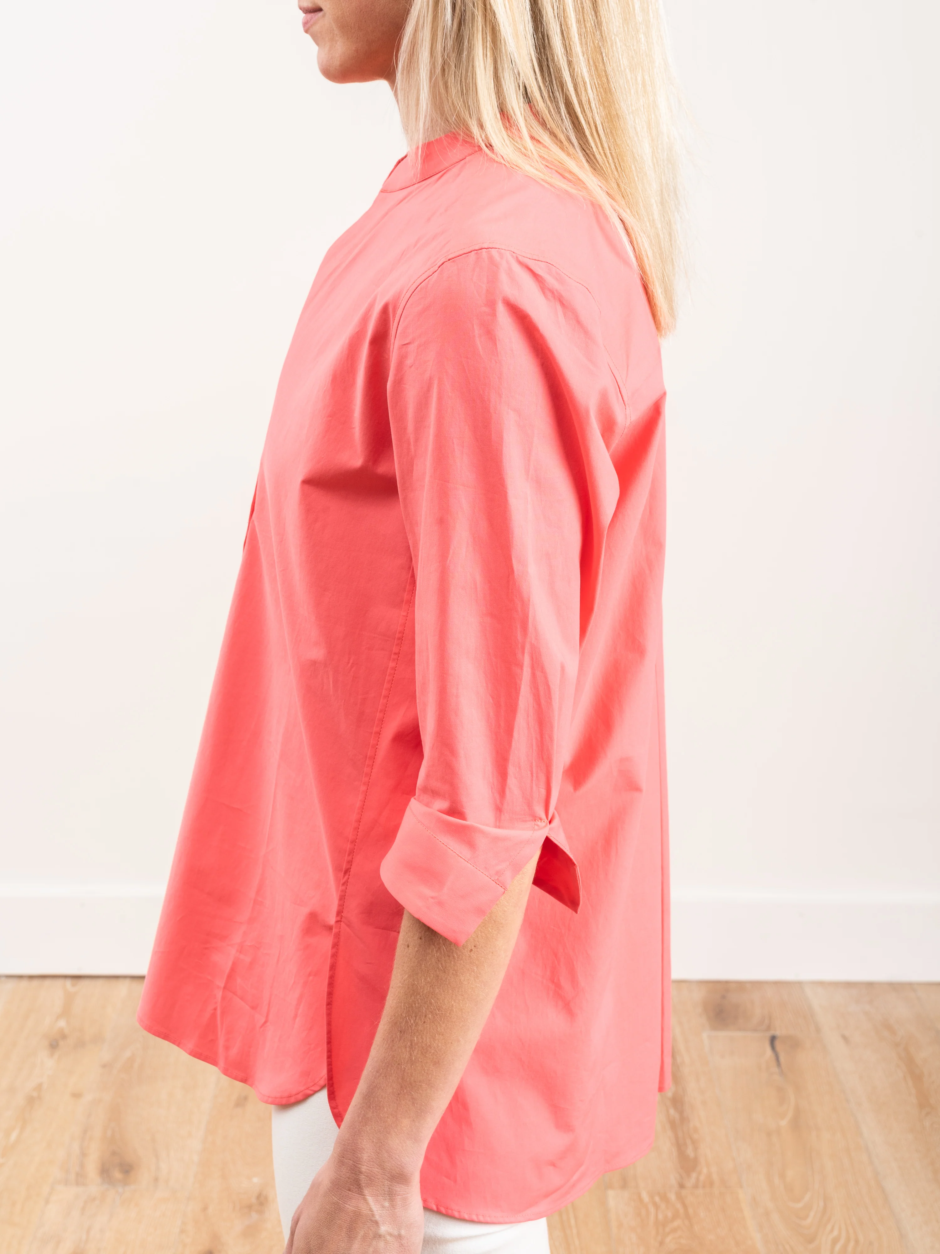 stretch cotton tunic - coral - Image 5