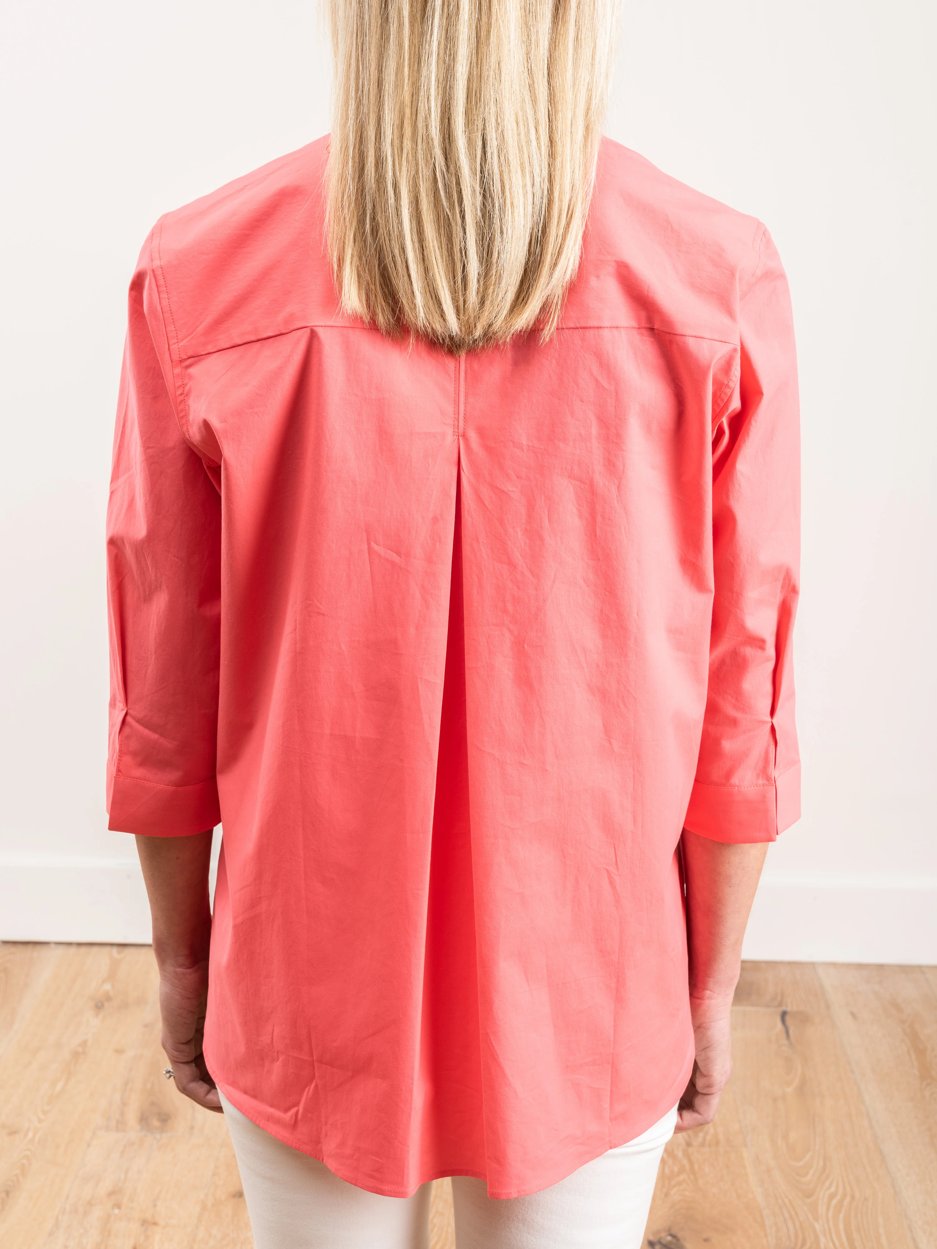 stretch cotton tunic - coral - Image 6