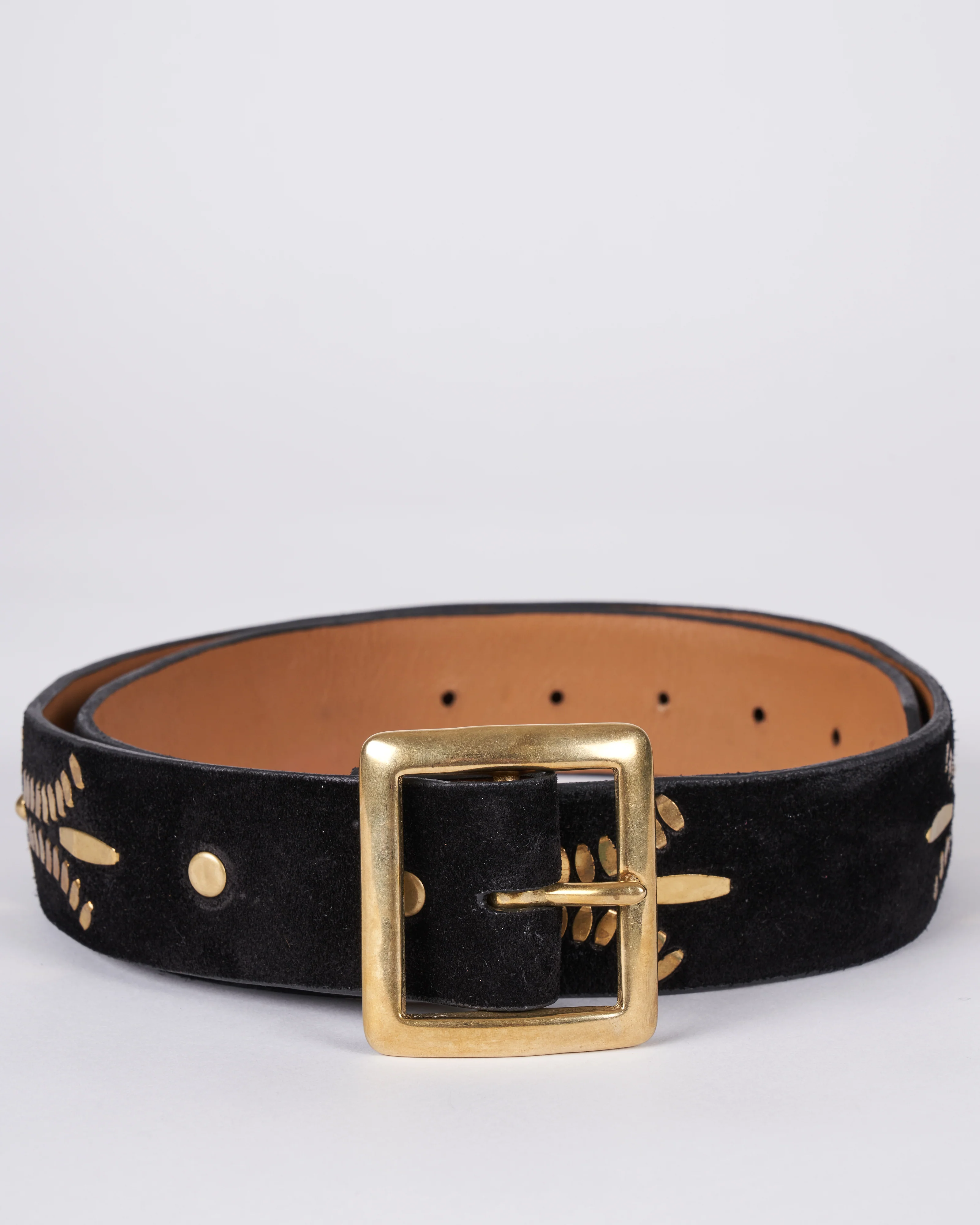 dominic belt - black suede brass artwork - Image 2