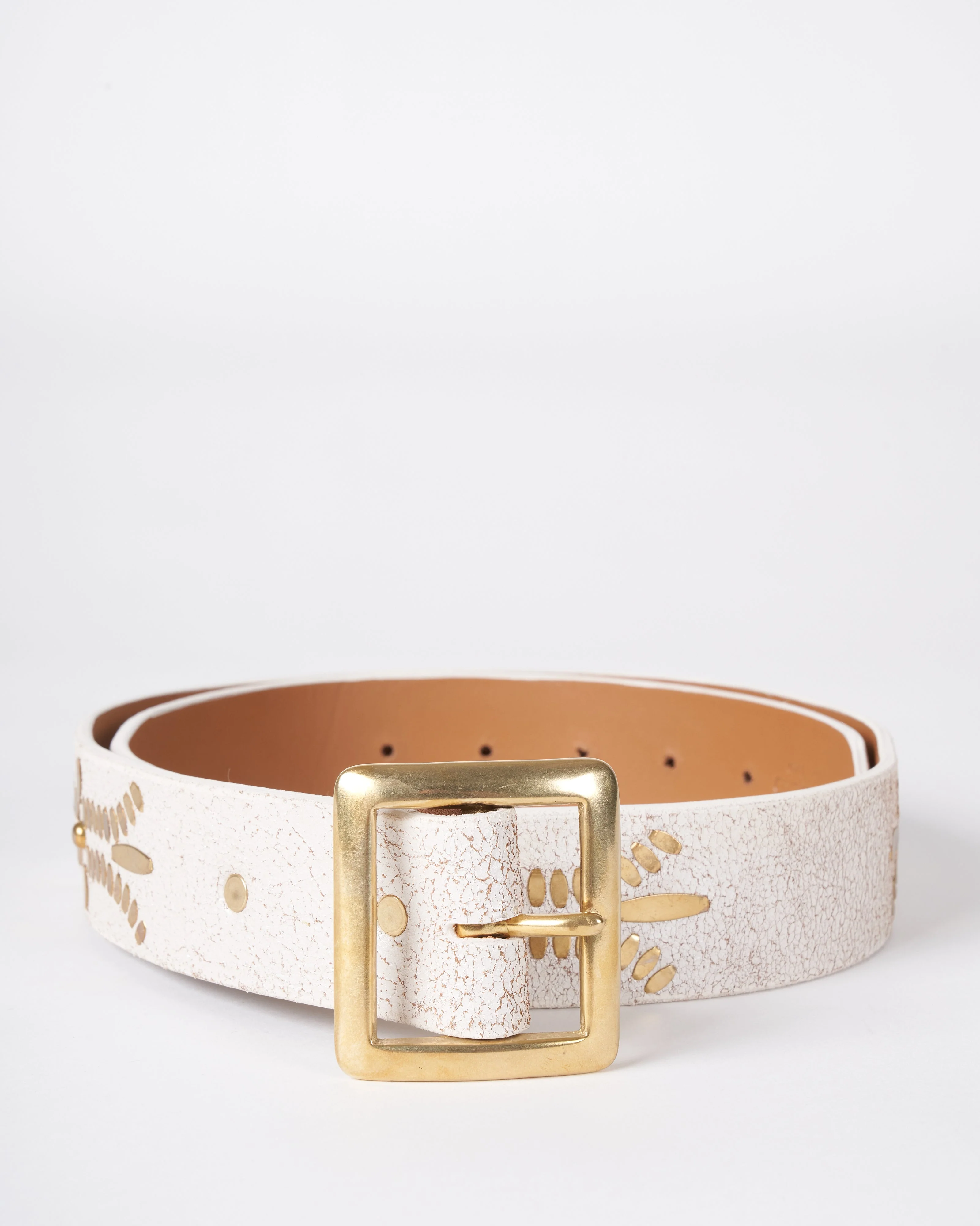 dominic belt - white pearl cracked leather - Image 2