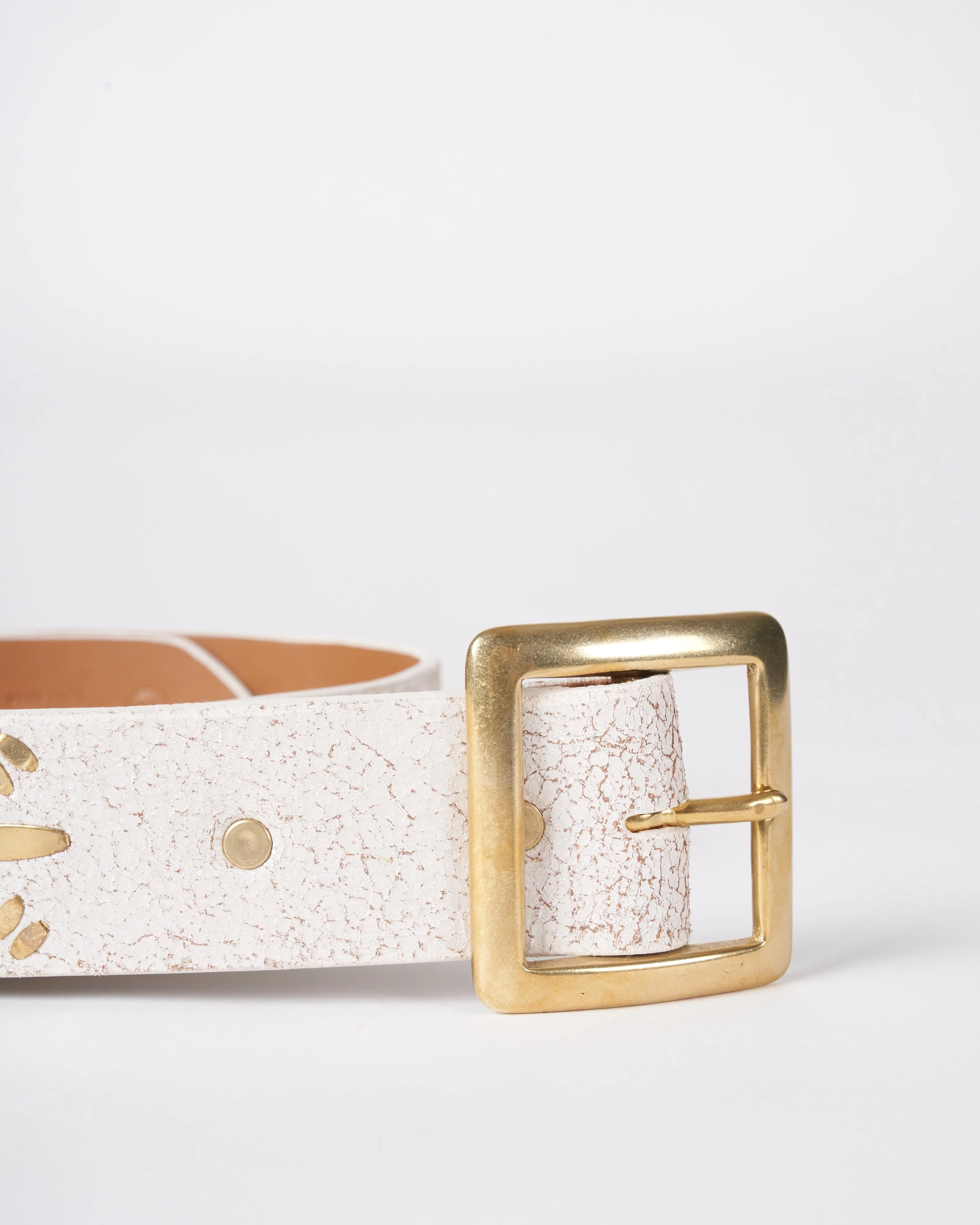 dominic belt - white pearl cracked leather - Image 3
