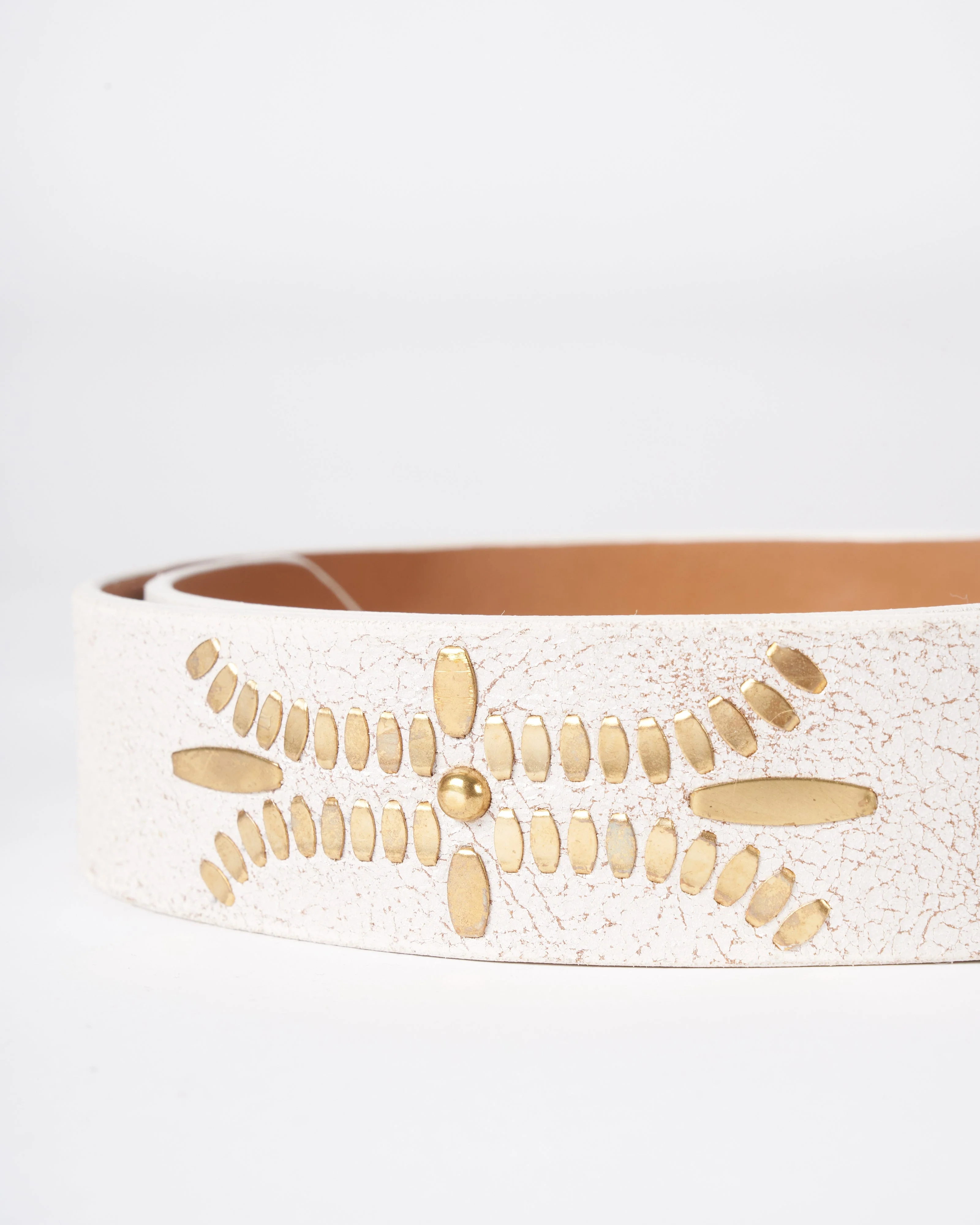 dominic belt - white pearl cracked leather - Image 4