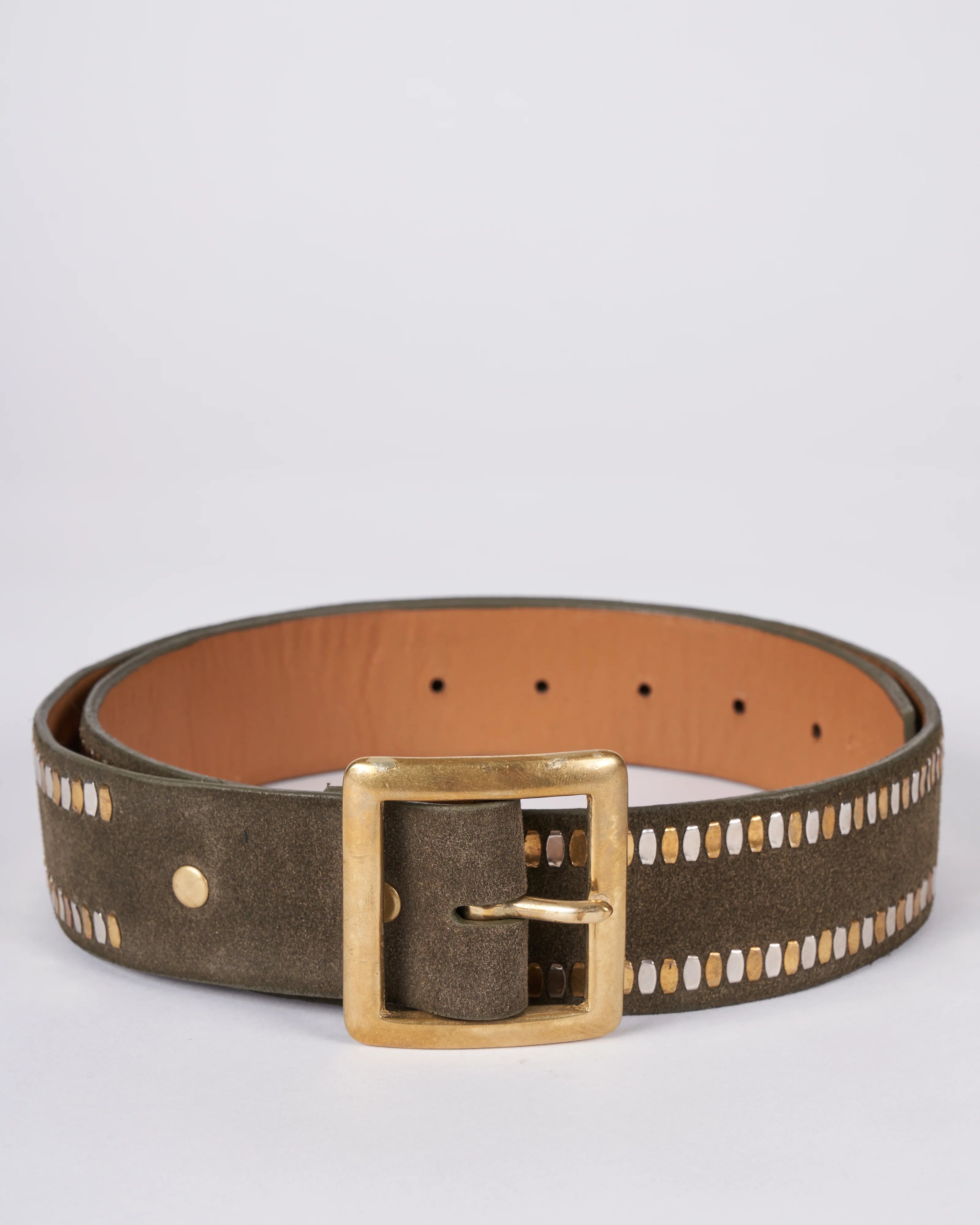 mala belt - dark olive suede brass & nickel - Image 2