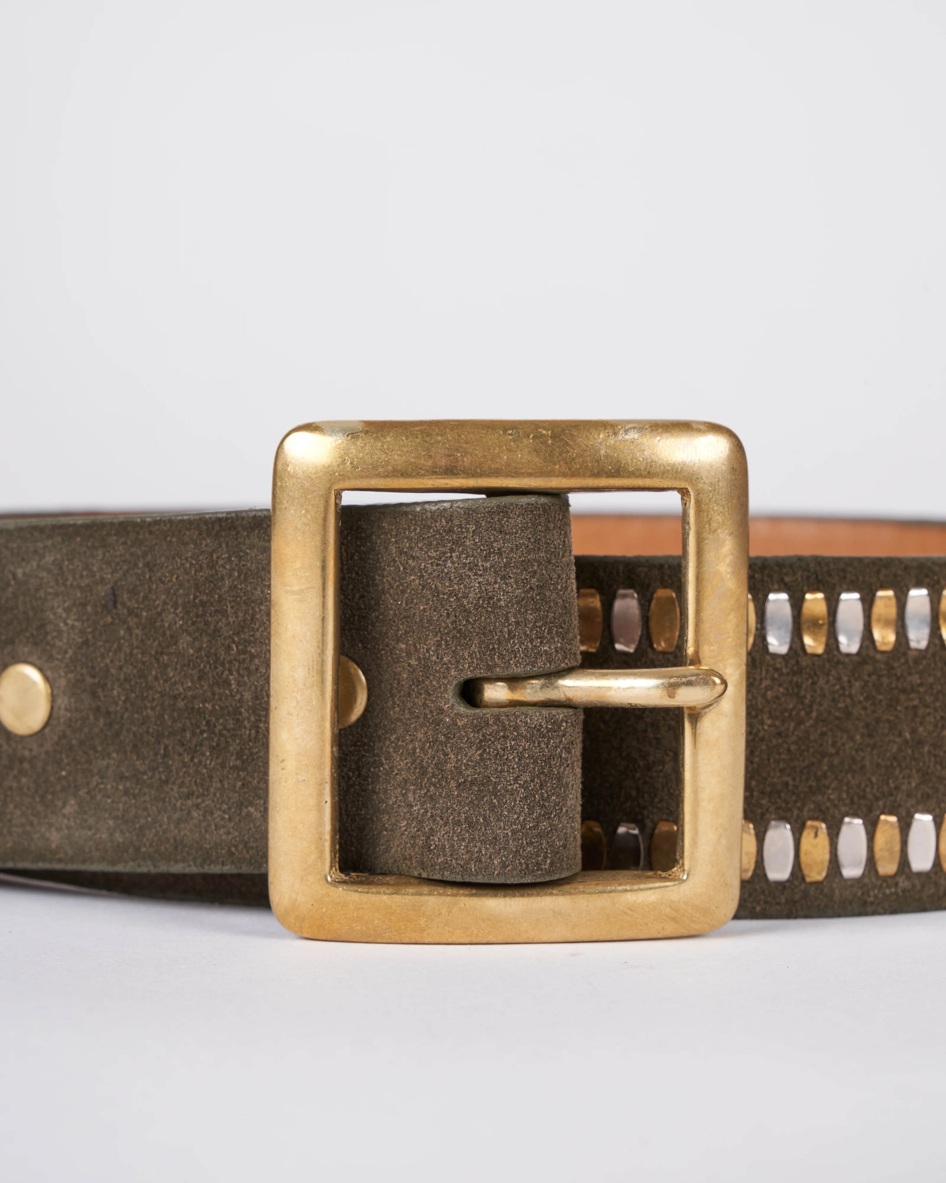 mala belt - dark olive suede brass & nickel - Image 3