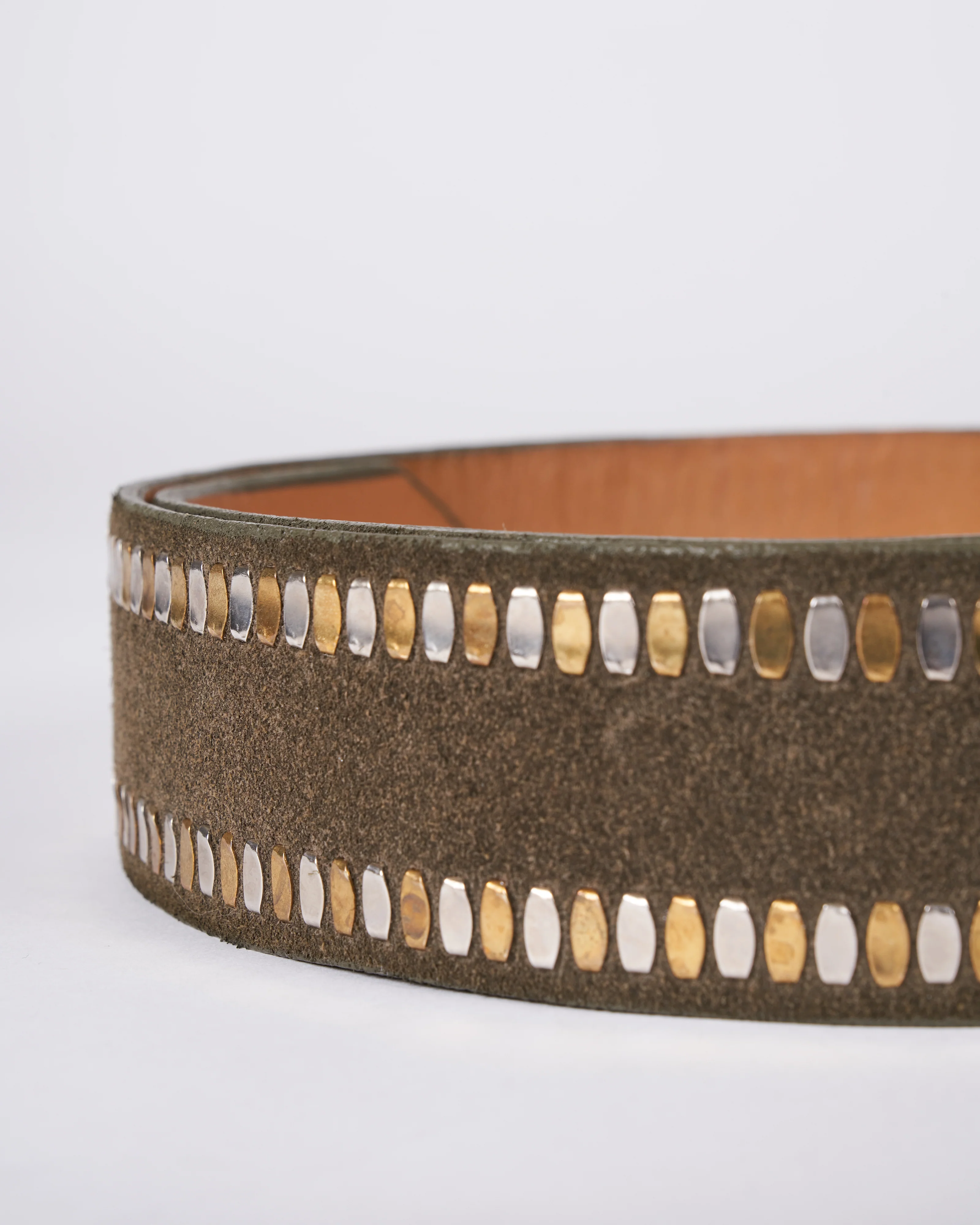 mala belt - dark olive suede brass & nickel - Image 5