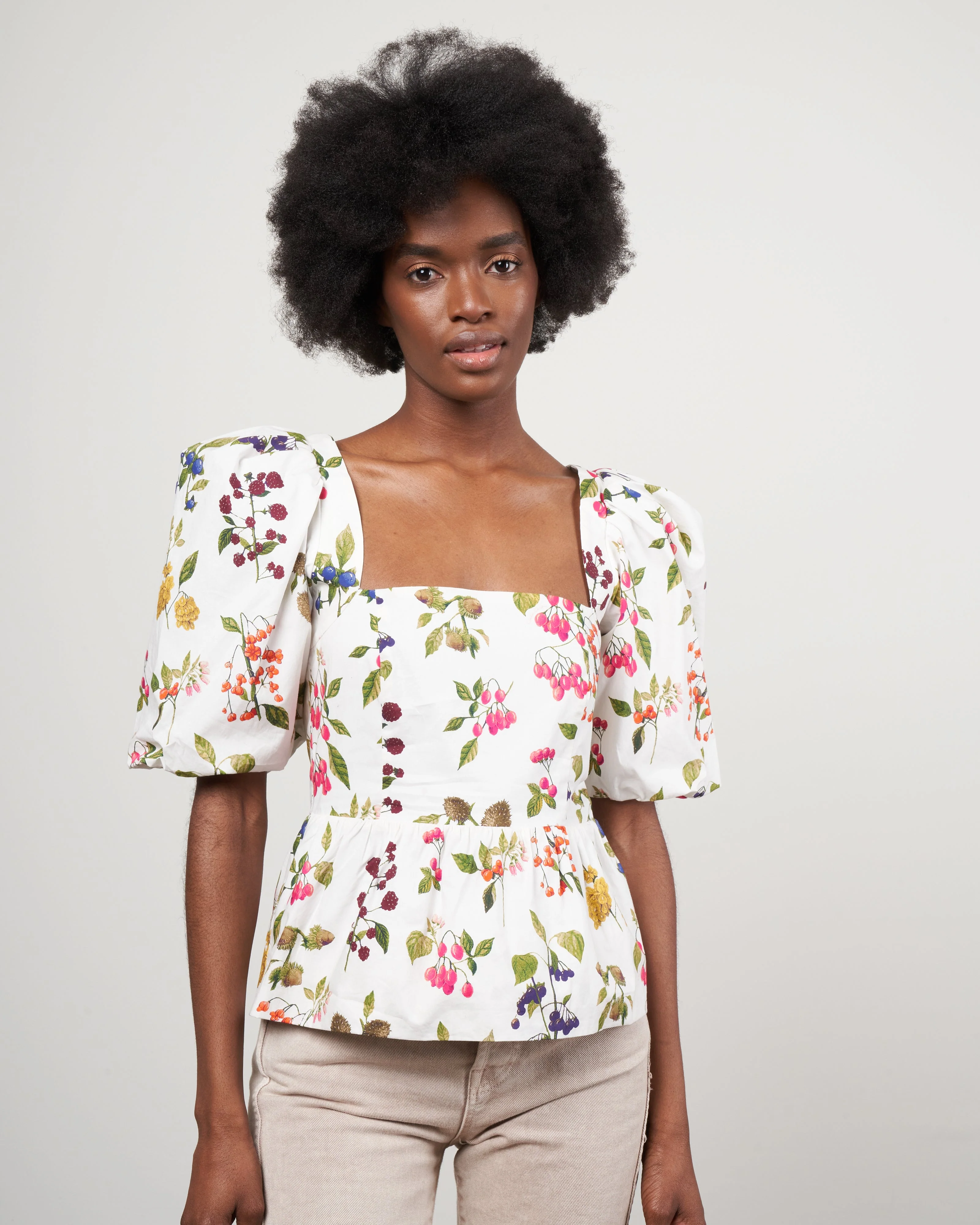 alexis top - botanical allover ivory - Image 2