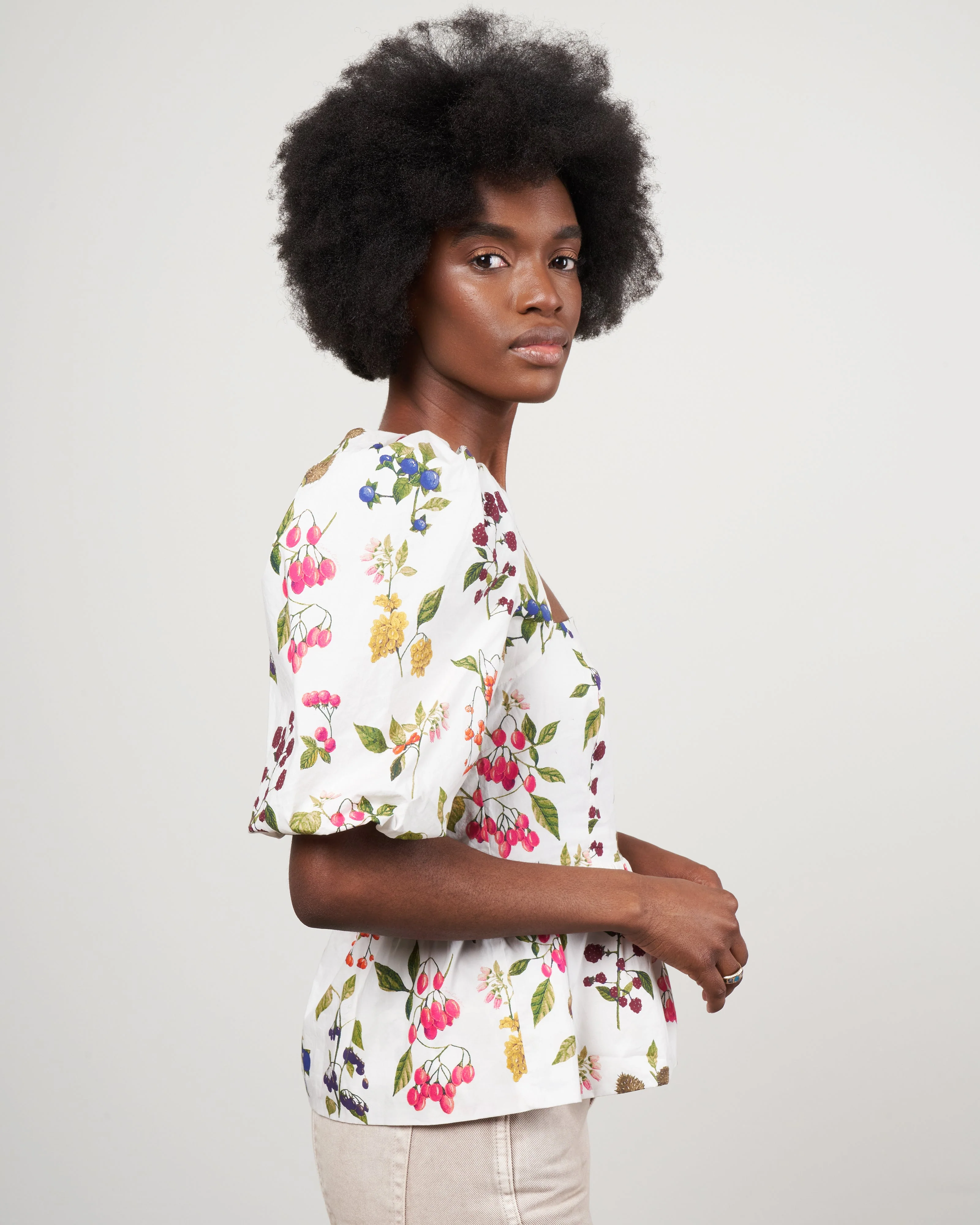 alexis top - botanical allover ivory - Image 3