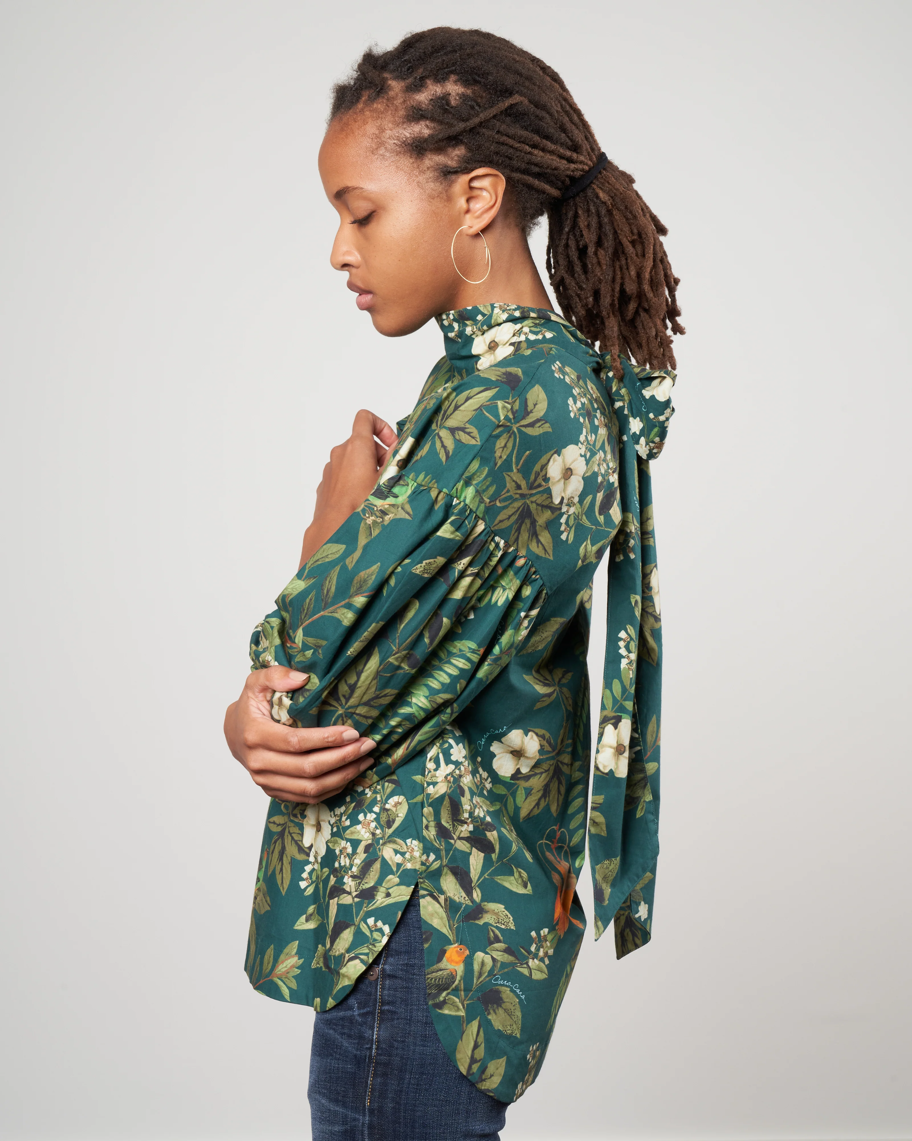 diane blouse - botanical birds emerald - Image 3
