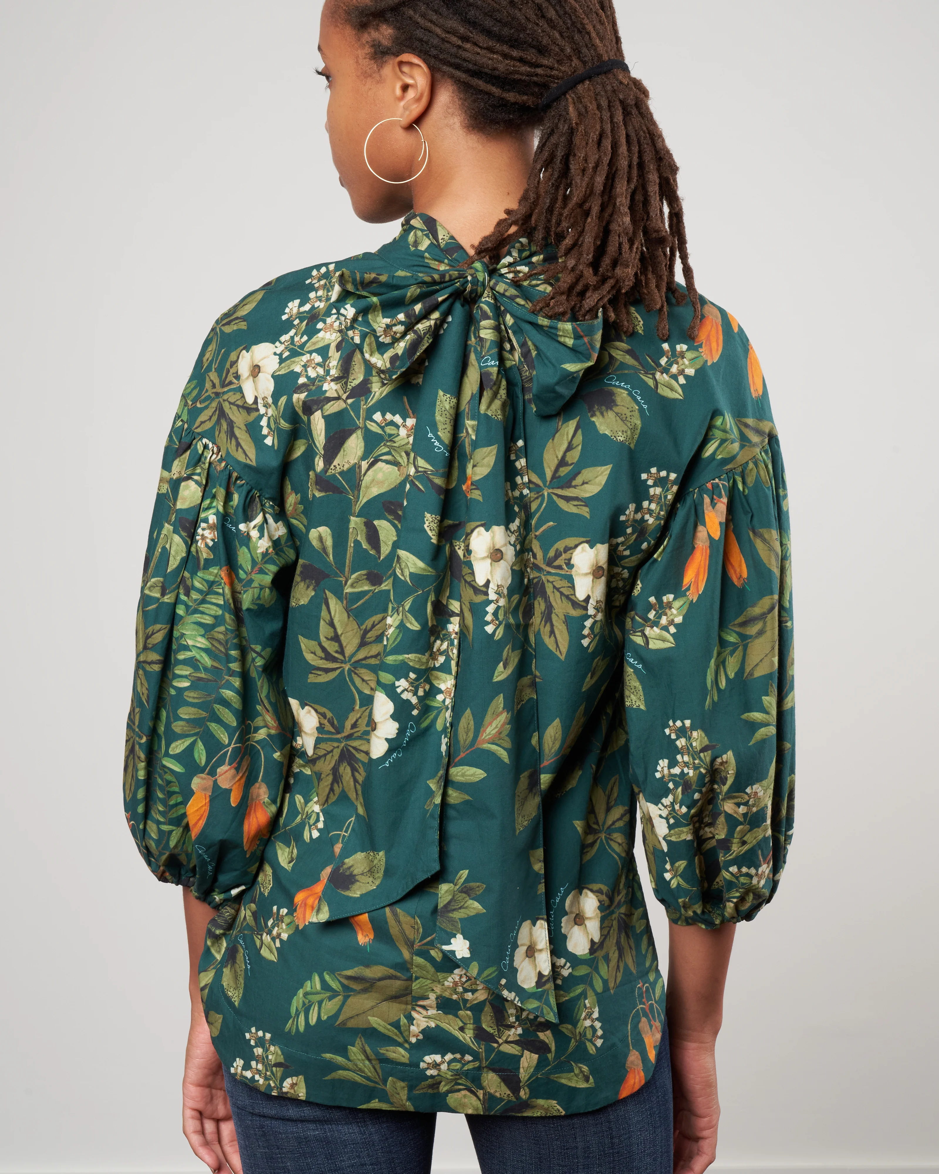 diane blouse - botanical birds emerald - Image 4