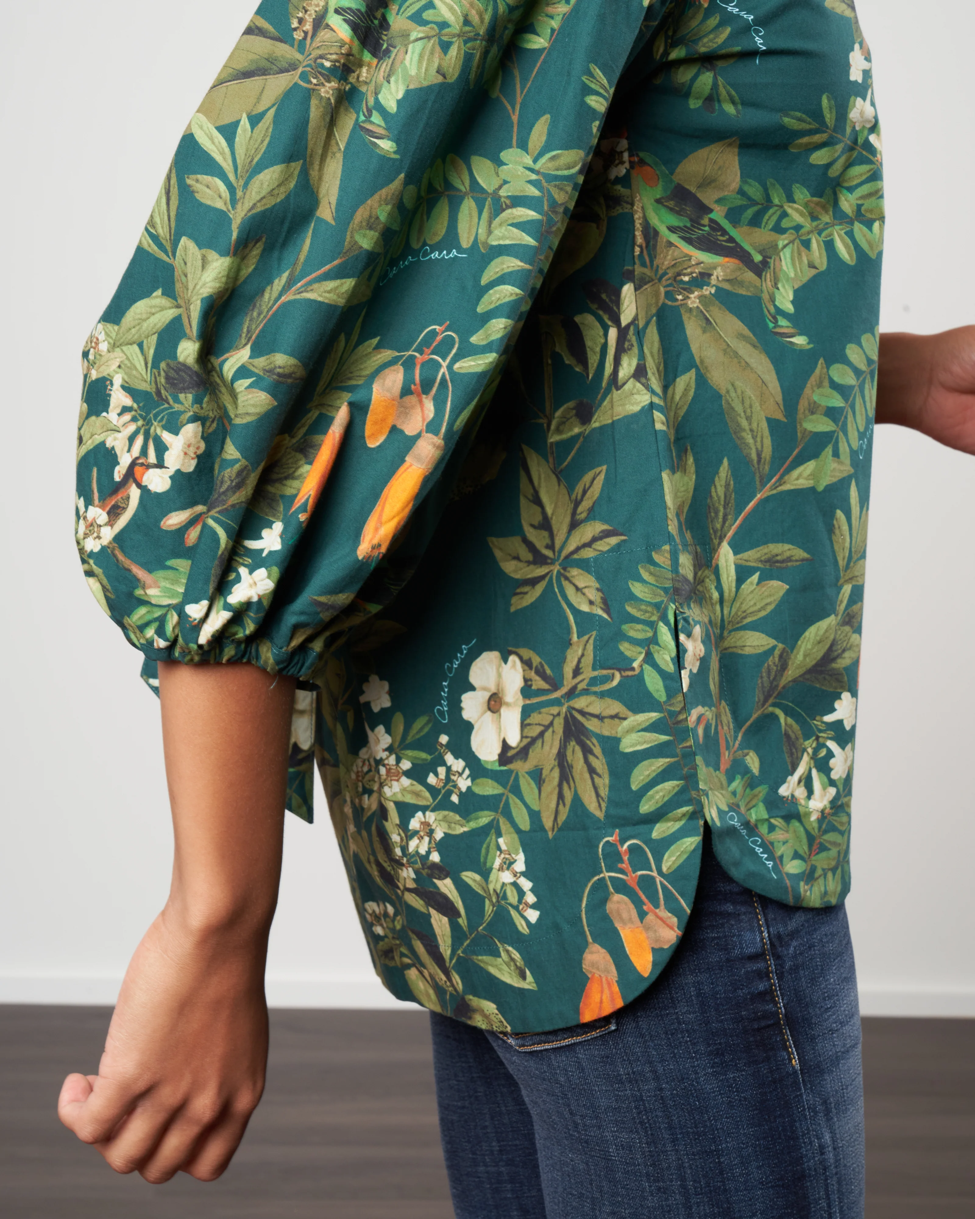 diane blouse - botanical birds emerald - Image 6