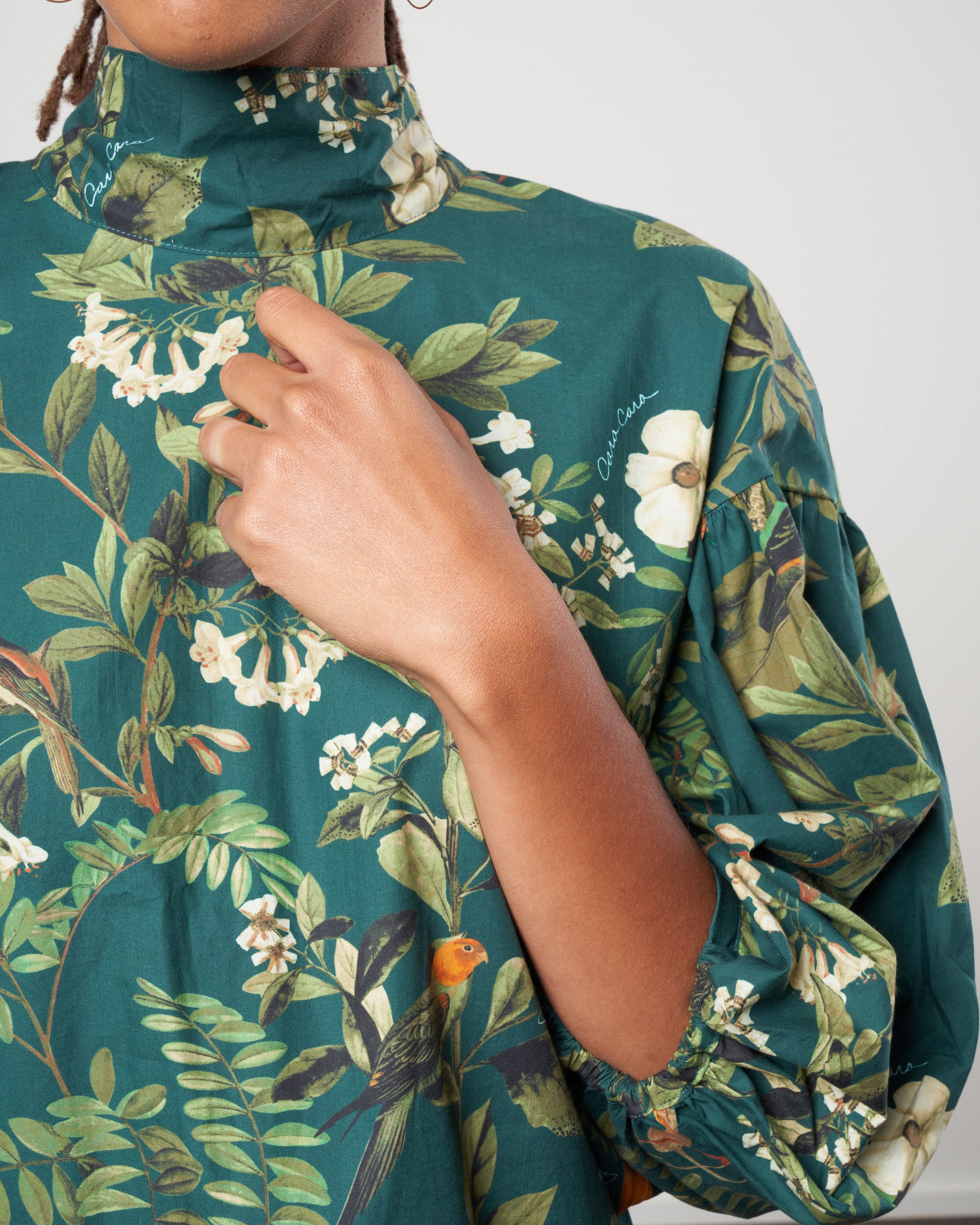 diane blouse - botanical birds emerald - Image 7