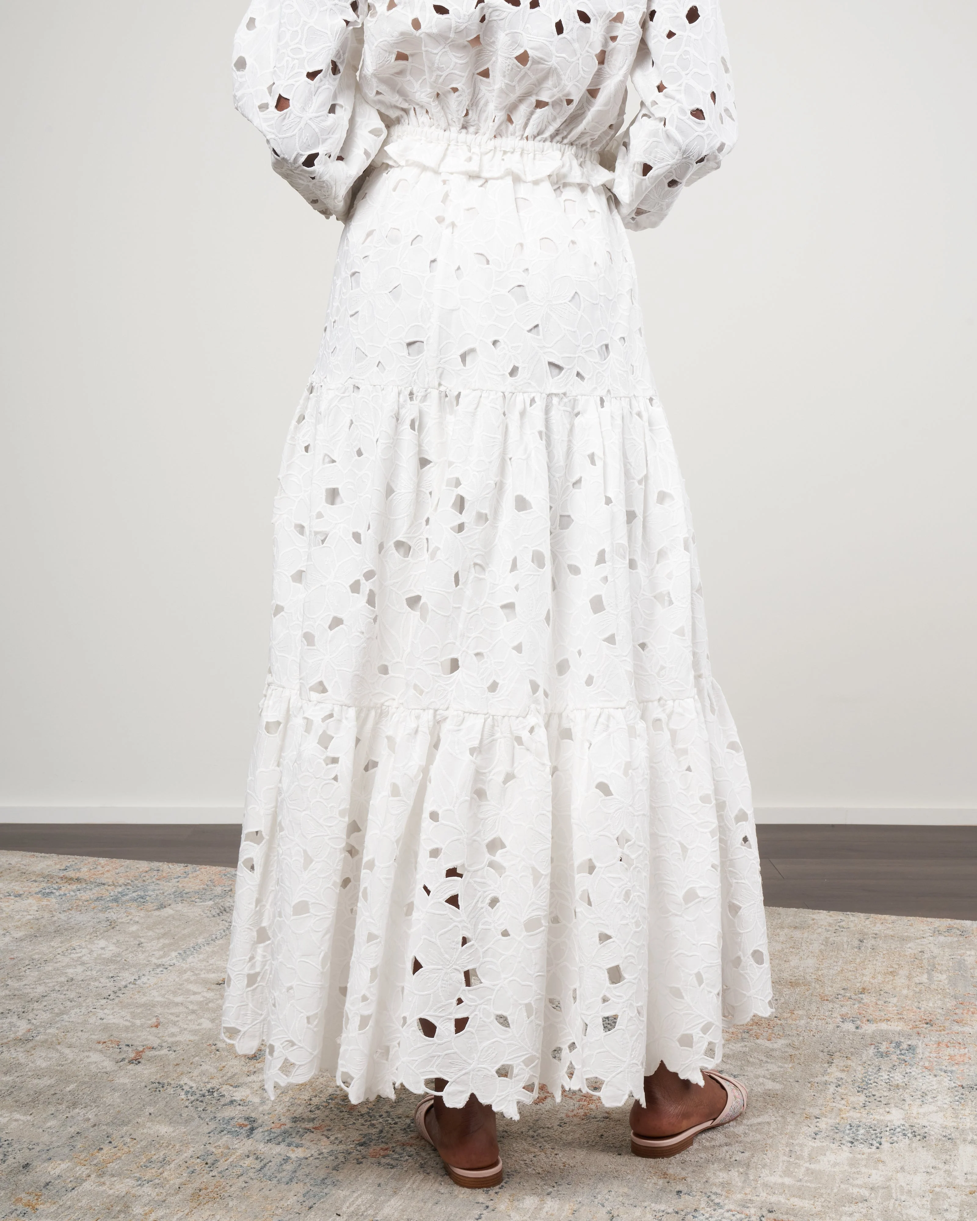 melanie skirt - scalloped floral eyelet white - Image 4