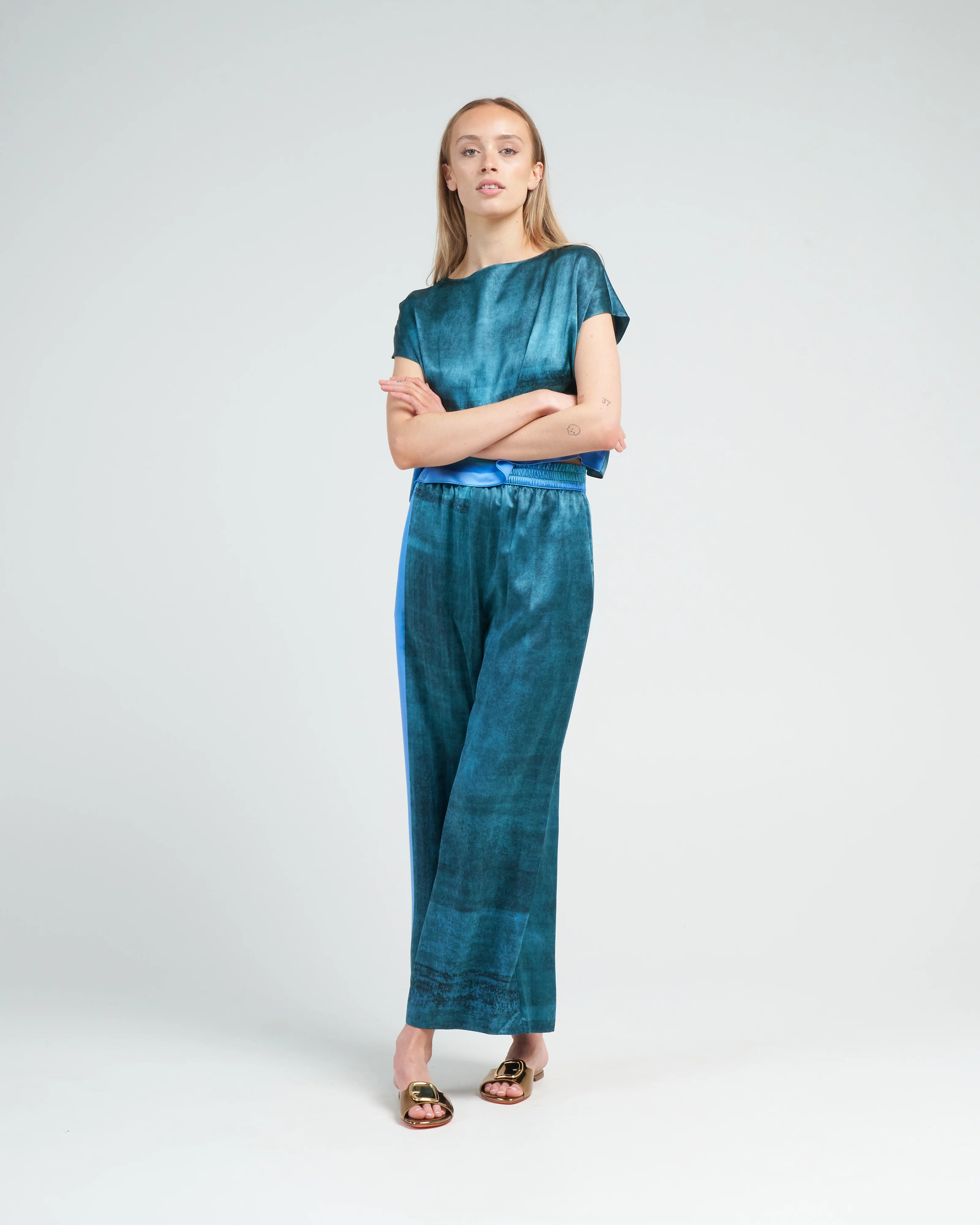 wide leg pant - glacier - Image 2