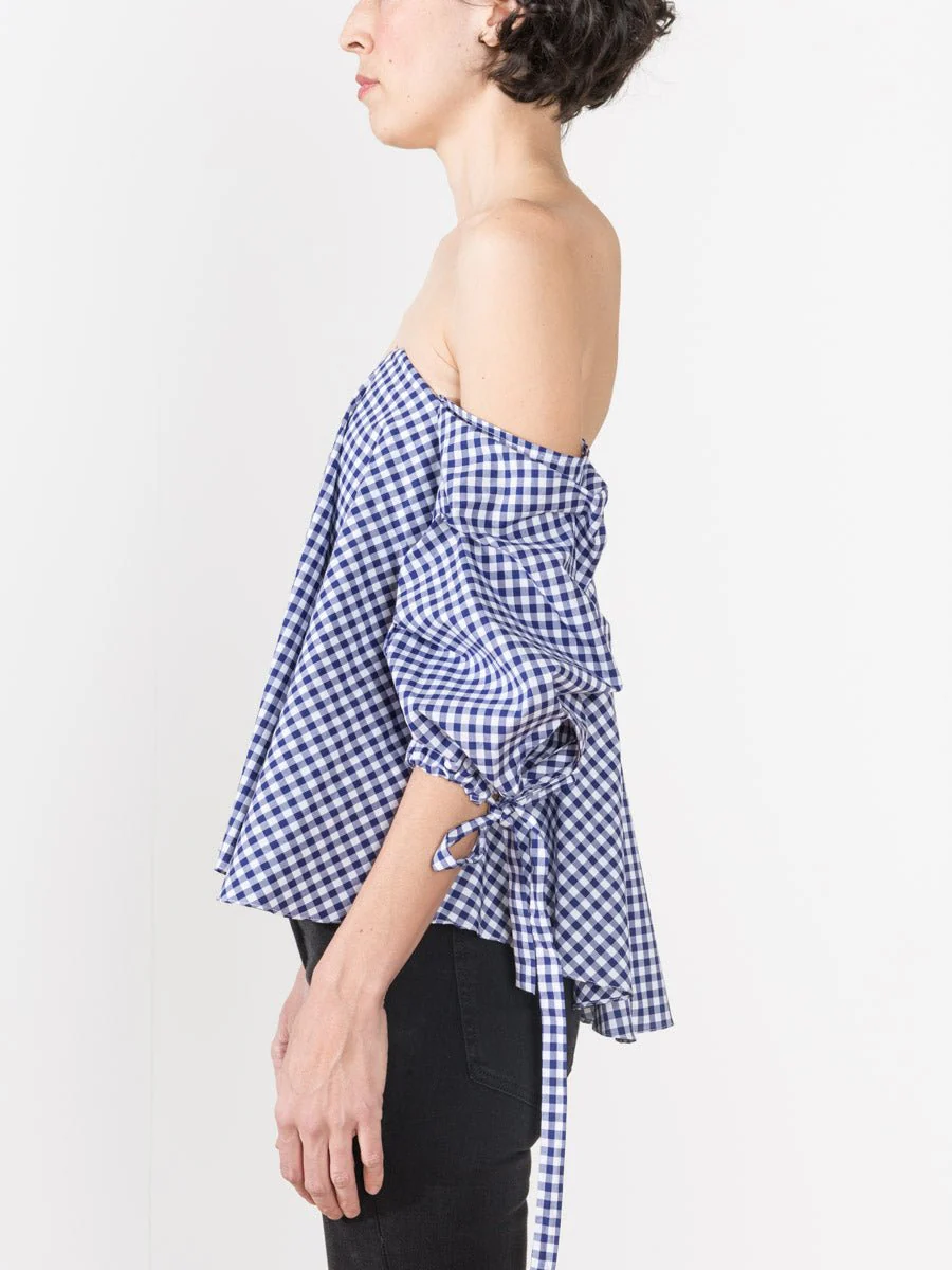 gabriella top - navy gingham - Image 3