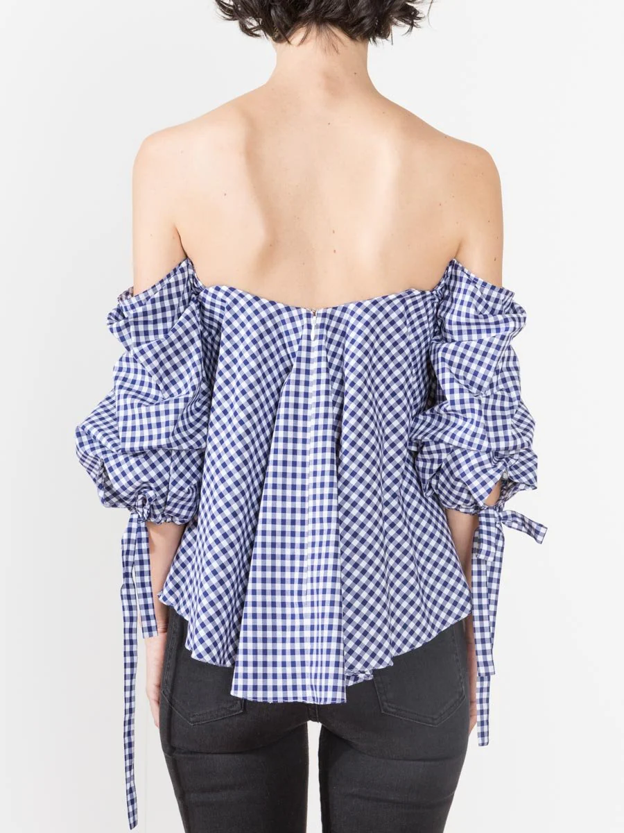gabriella top - navy gingham - Image 4