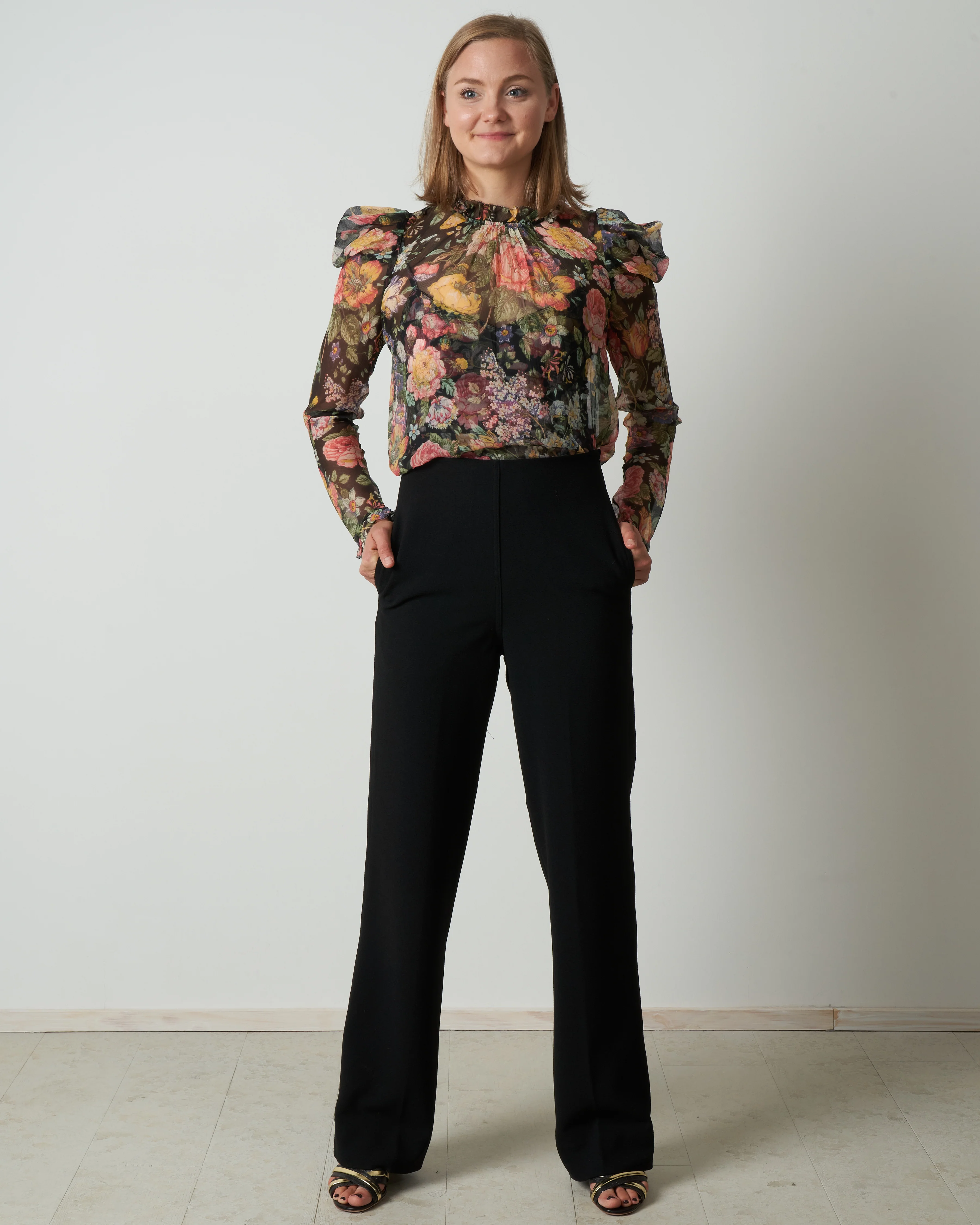high waist crepe pant - black - Image 5