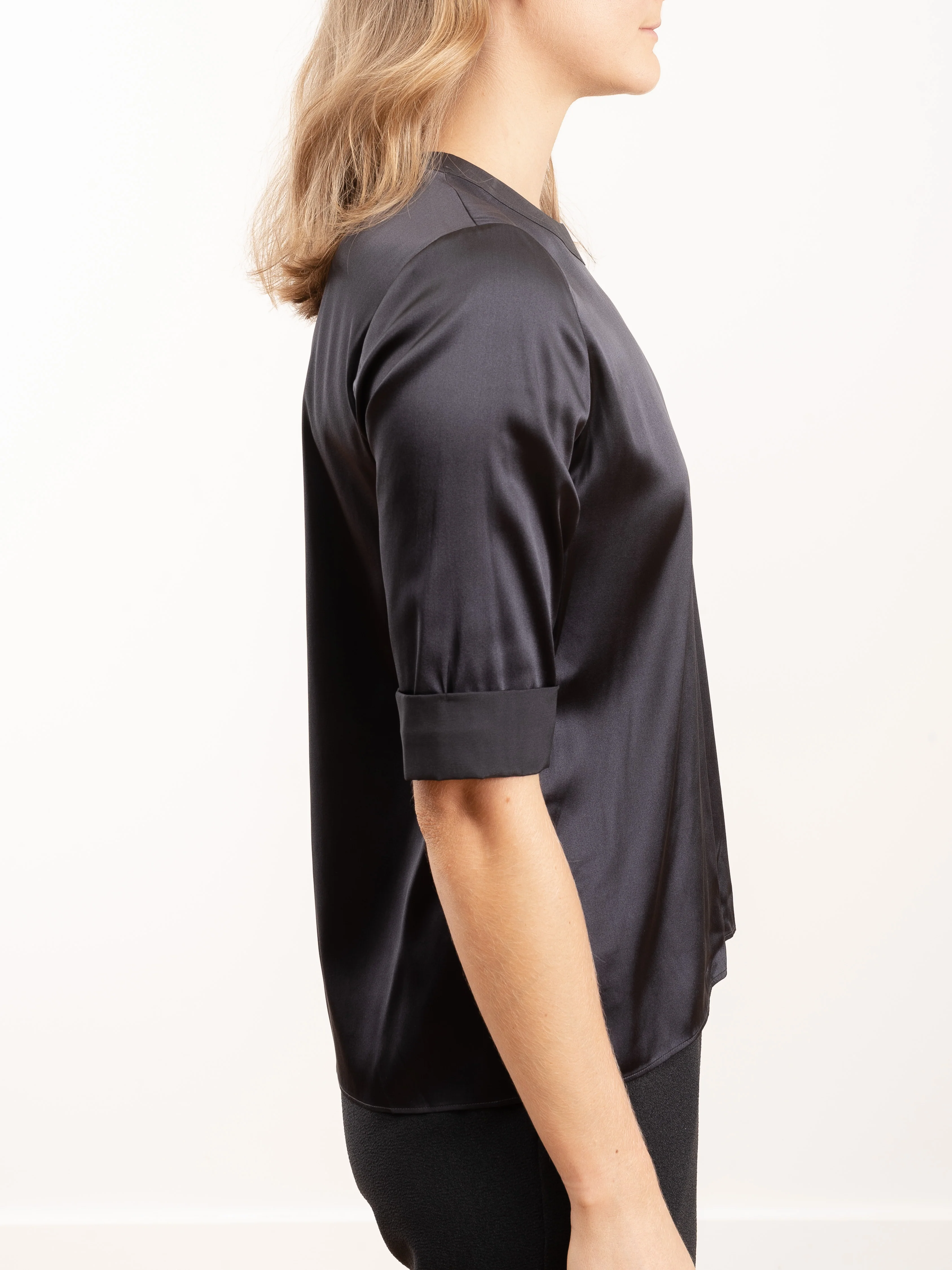 short sleeve silk tee - grey - Image 4